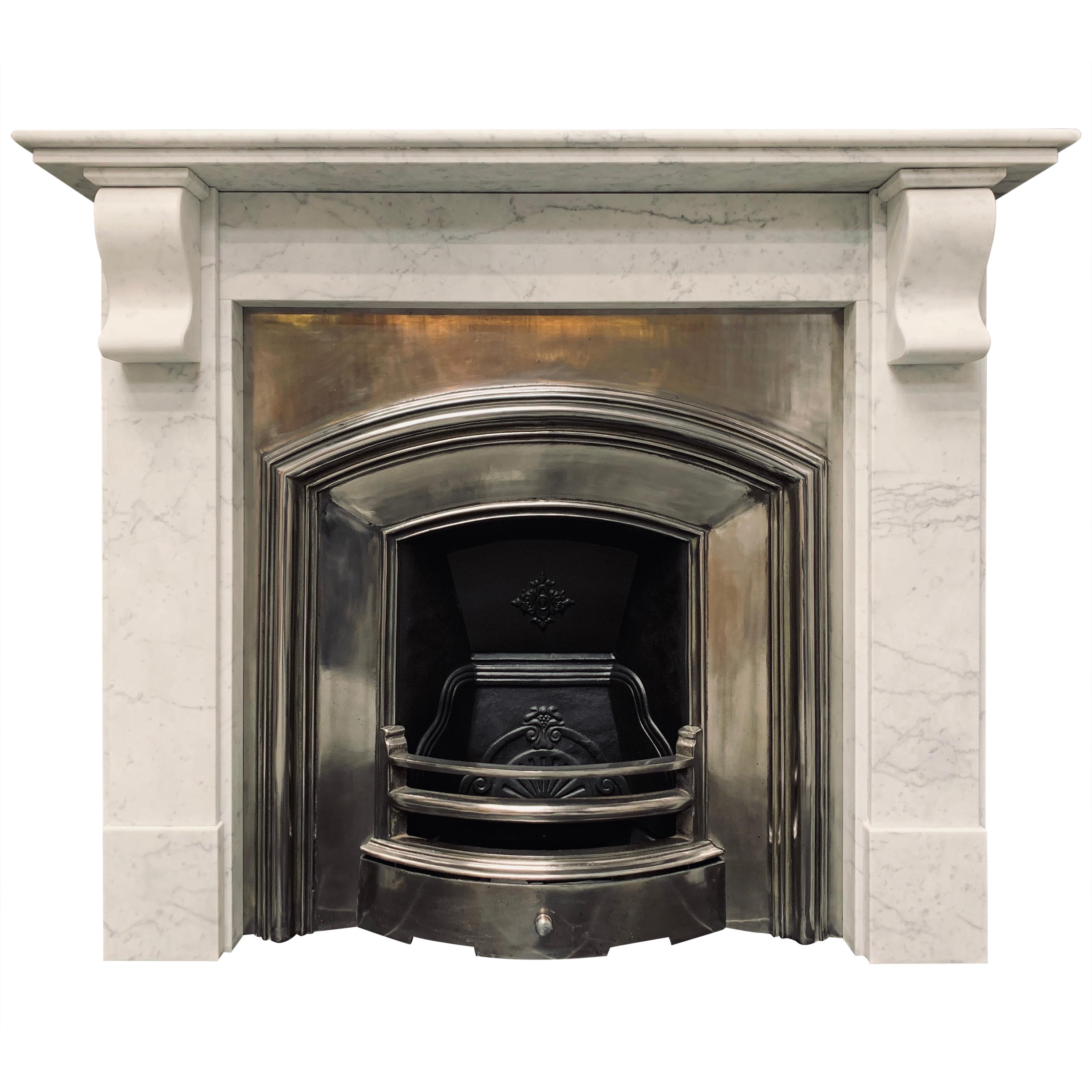 19th Century Late Victorian Marble Corbel Fireplace Surround