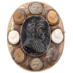 Antique 19th Century Lava Cameo Brooch