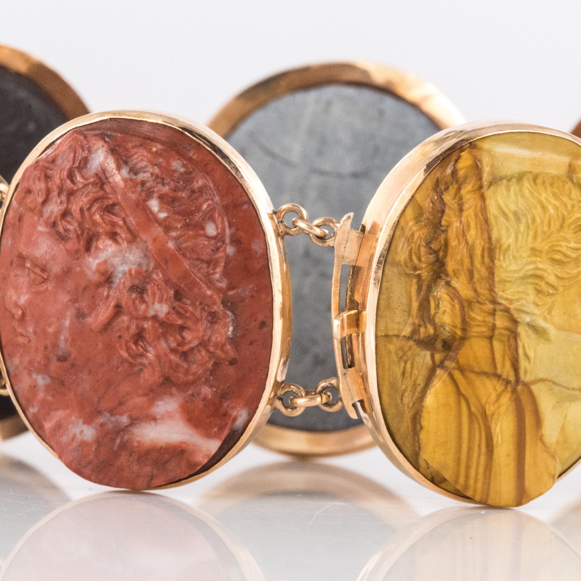 19th Century Lava Stone Cameo 18 Karat Rose Gold Bracelet 11