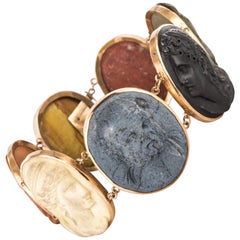 19th Century Lava Stone Cameo 18 Karat Rose Gold Bracelet