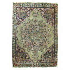 Antique Zabihi Collection 19th Century Lavar Kerman Mat Mini Rug