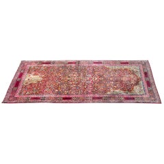 19th Century Lavar Kirman Red Calligraphy Rug