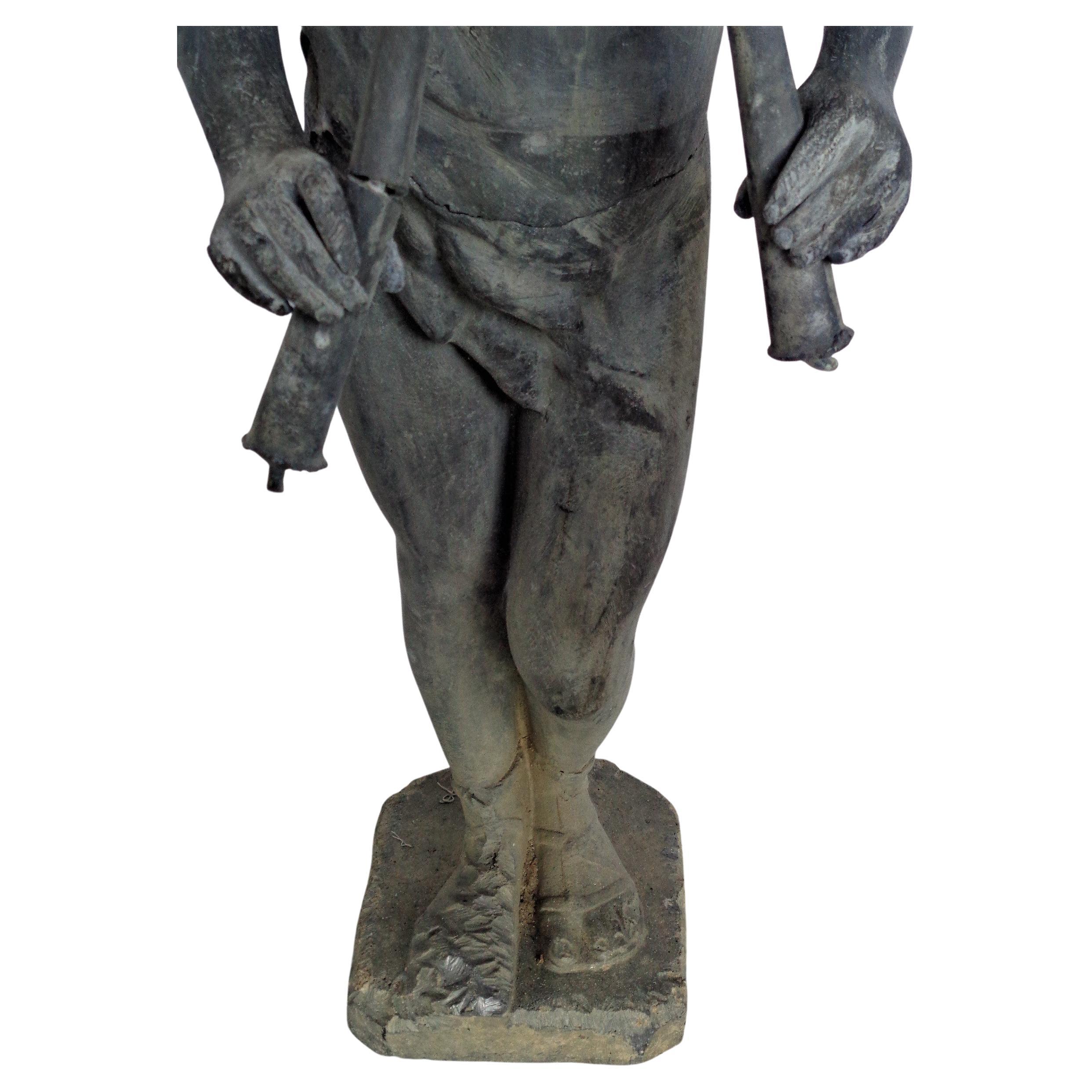 19th Century Lead Garden Fountain Figure of Pan  3