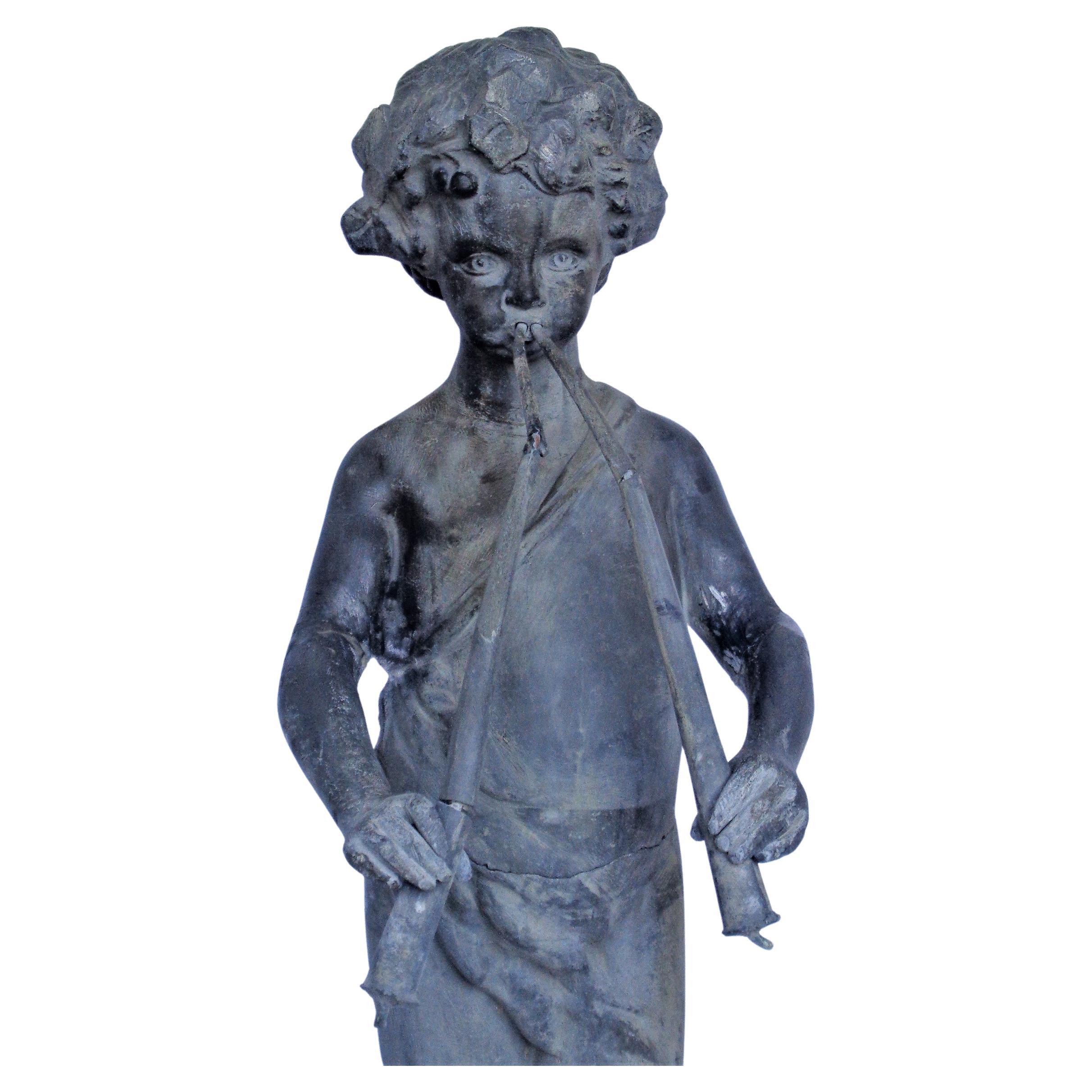 19th Century Lead Garden Fountain Figure of Pan  4