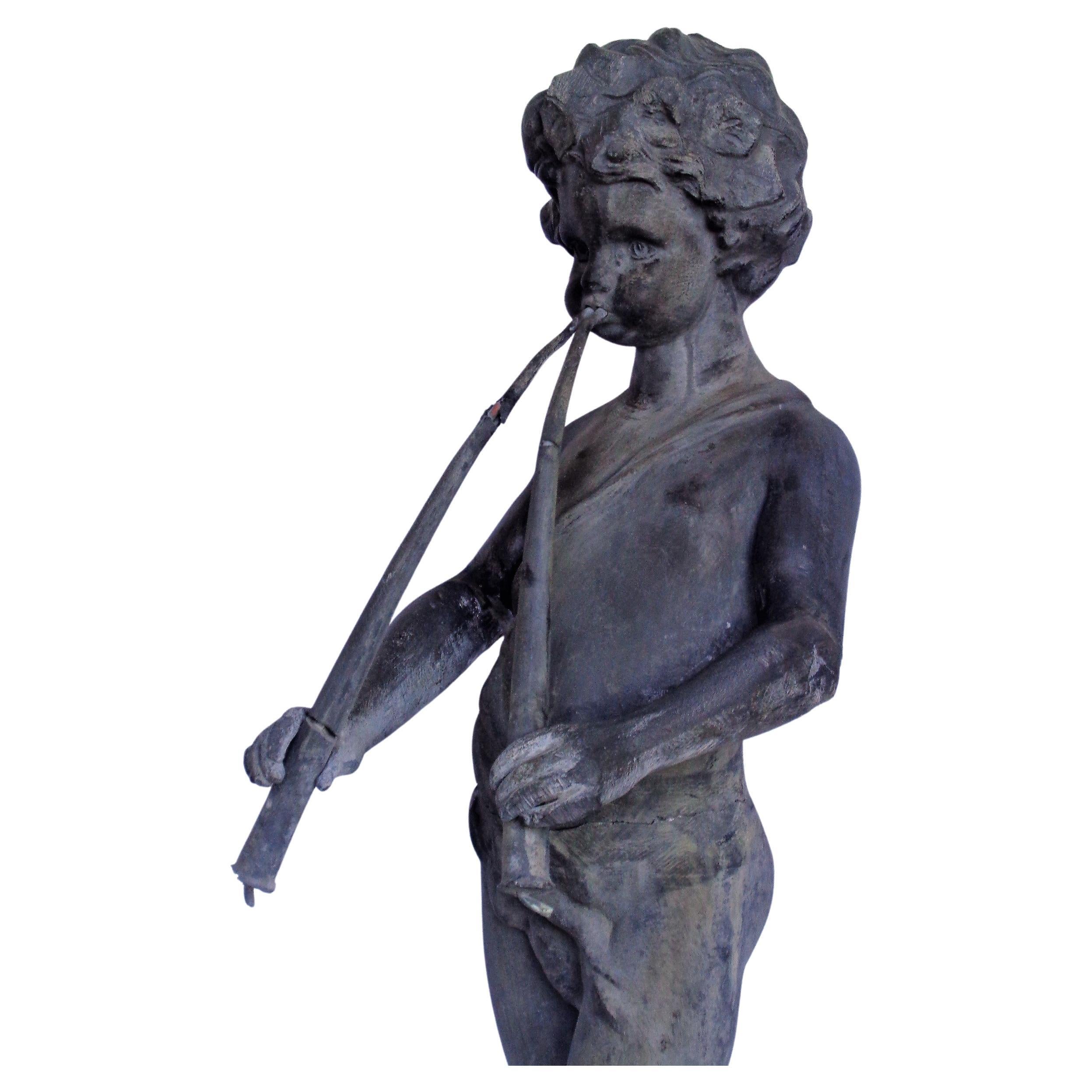 French 19th Century Lead Garden Fountain Figure of Pan 
