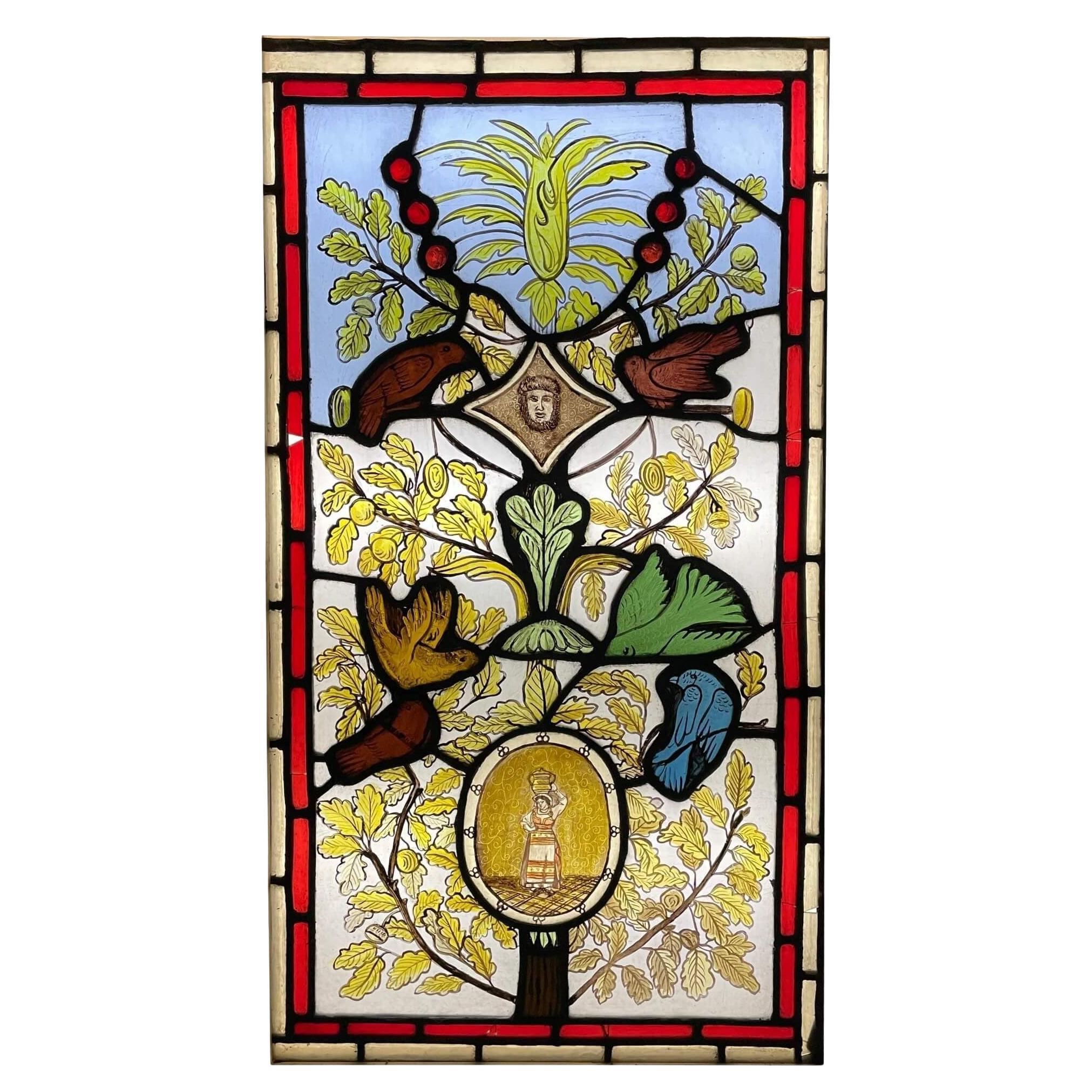 19th Century Leaded Glass Window For Sale