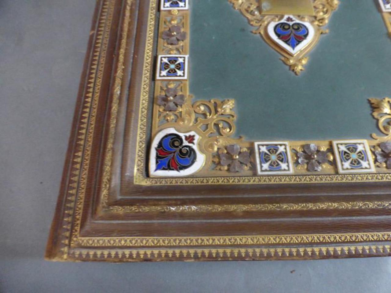 European 19th Century Leather and Gitled Bronze Album Photo