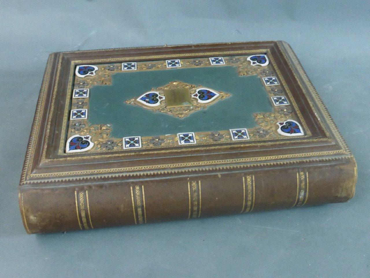 19th Century Leather and Gitled Bronze Album Photo 3
