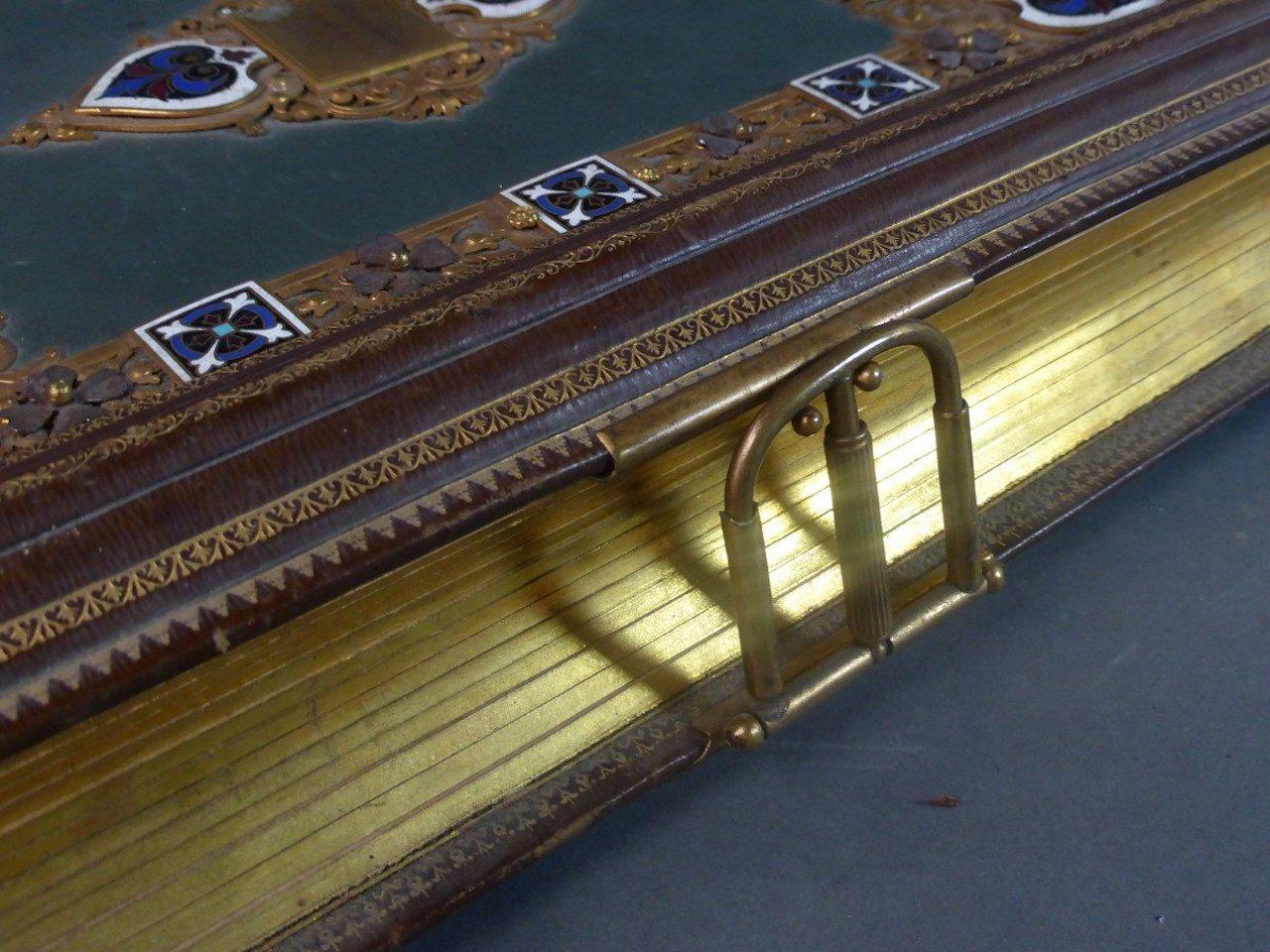 19th Century Leather and Gitled Bronze Album Photo 4