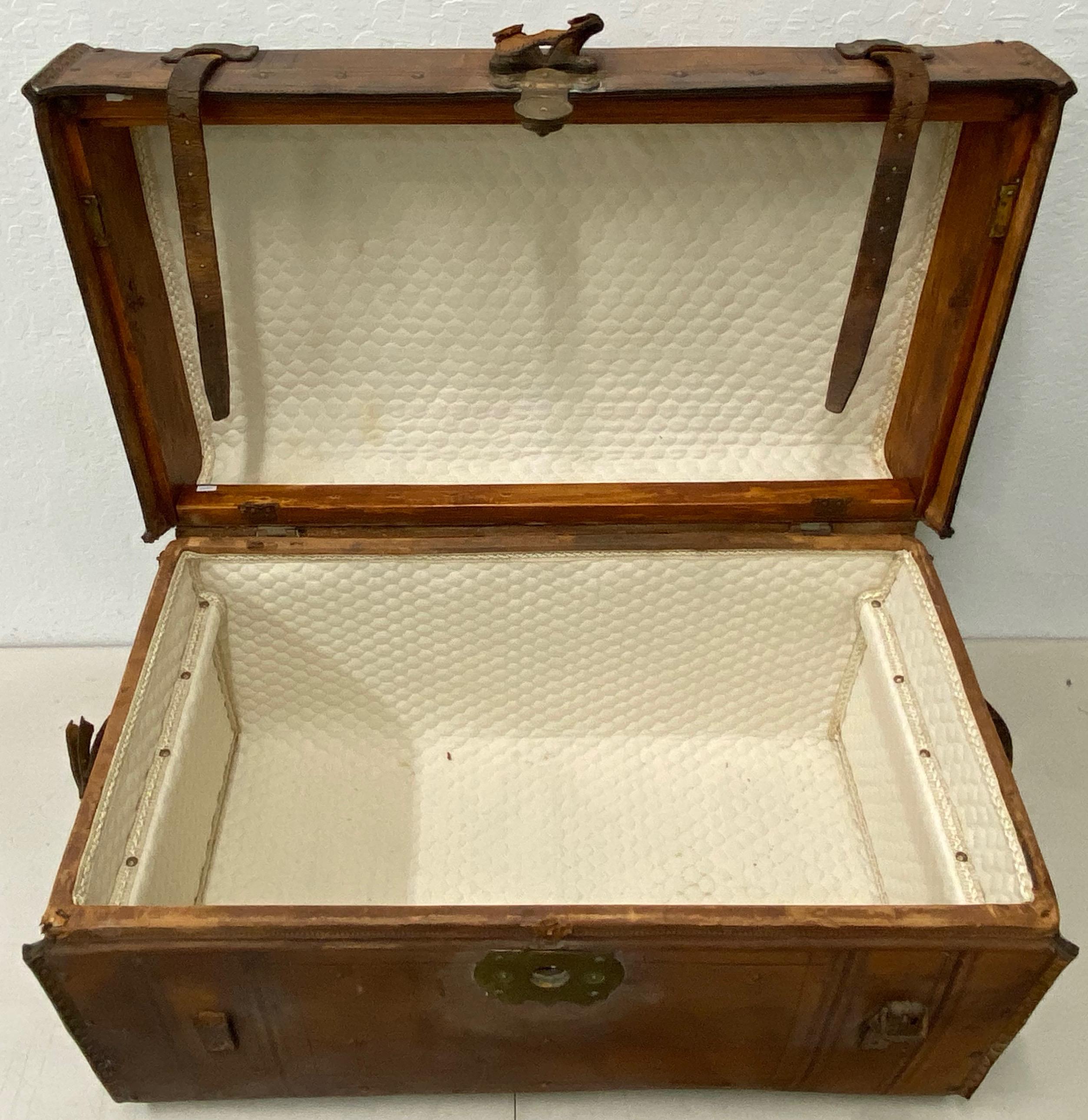 19th Century Leather and Brass Tack Steamer Trunk, circa 1880s 5
