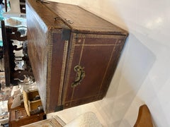 19th Century Leather Chest with Gilded Detail of a Cardinal