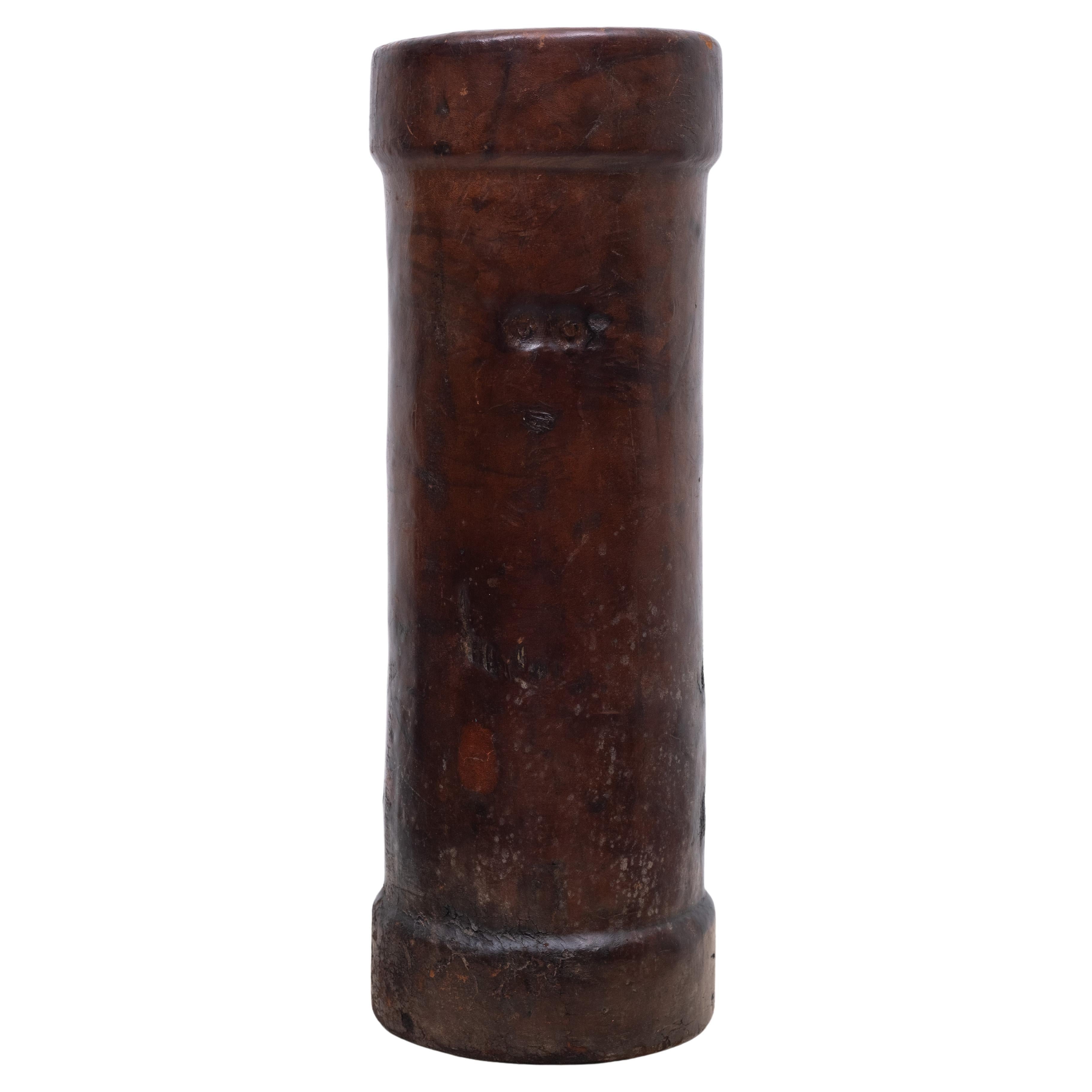 19th Century Leather Cordite Carrier Umbrella Stand For Sale