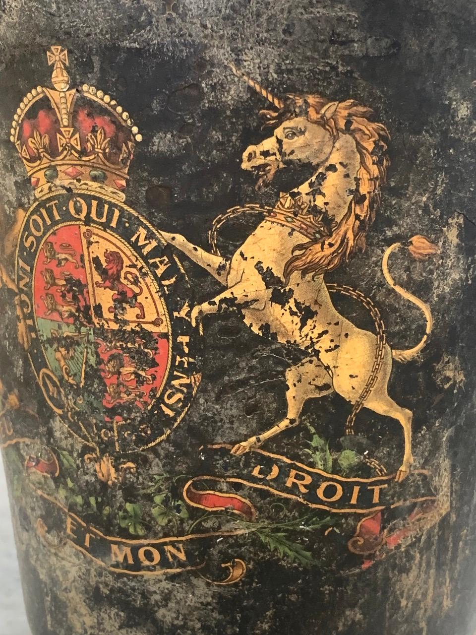 A beautiful 19th century leather fire bucket with a lovely Royal Coat Of Arms. This would have been from a large stately home or even one of the Royal house holds. This would have been one of a number which would have been used in an event of a