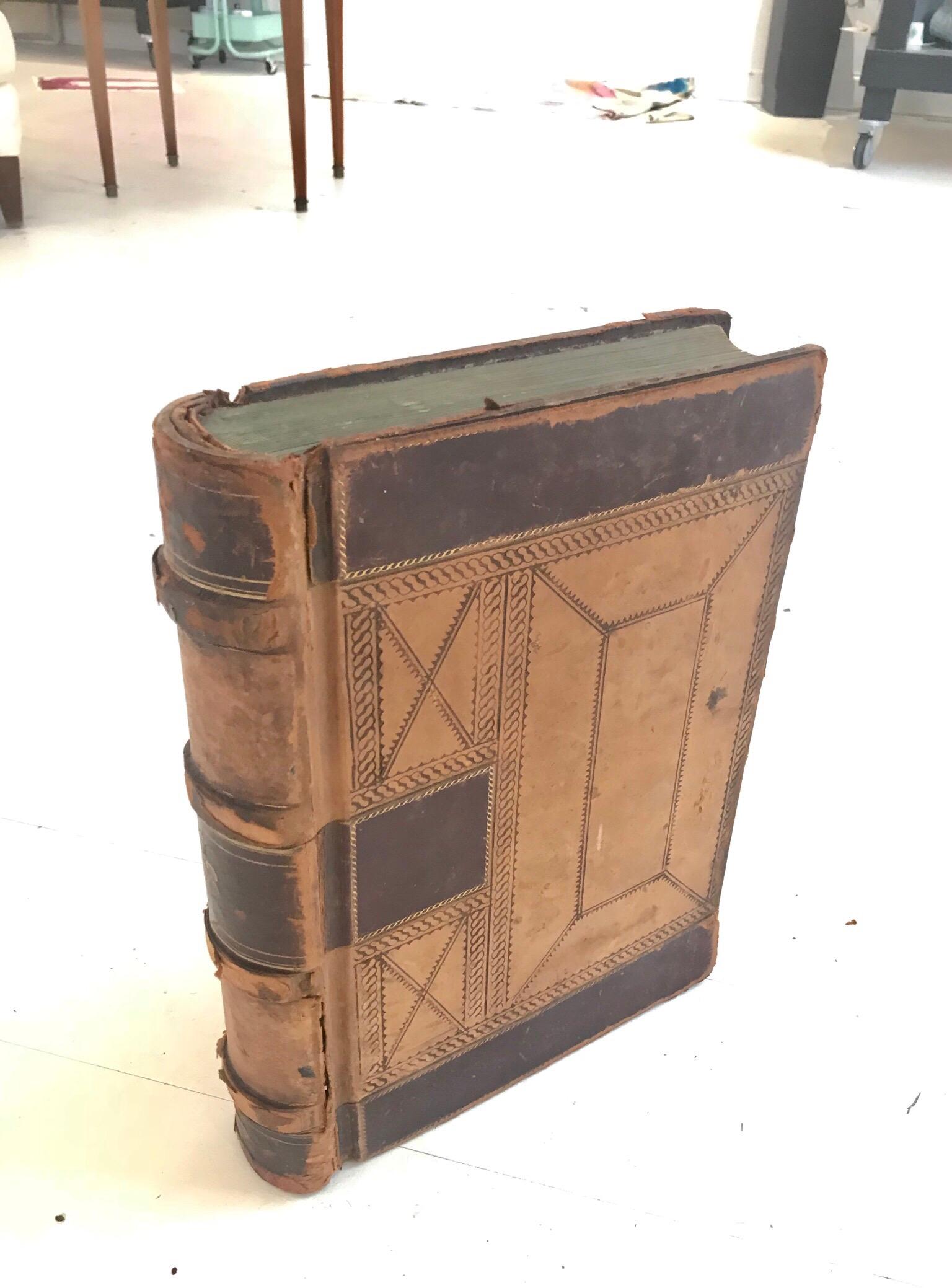 Victorian 19th Century Leather Ledger Book For Sale