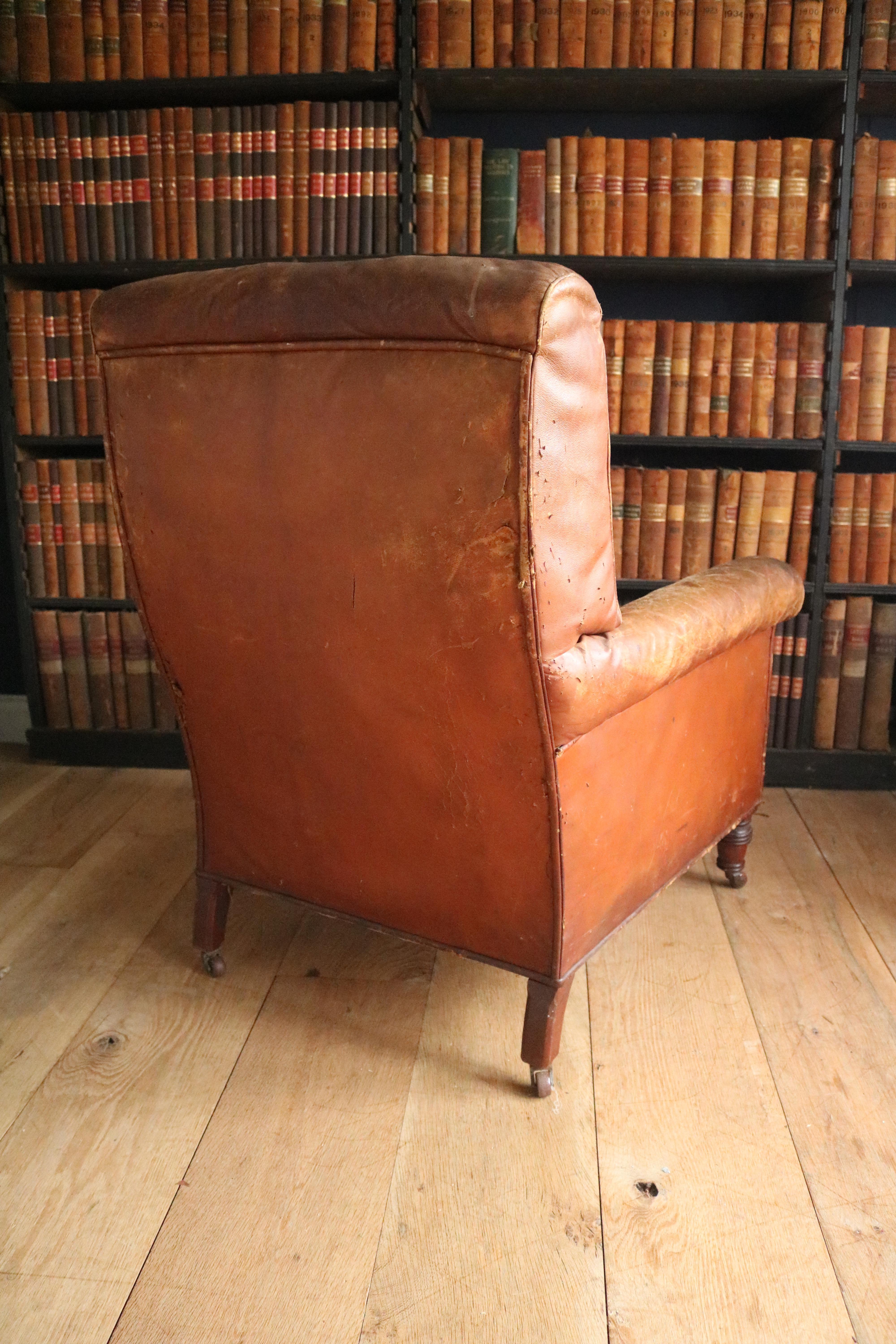 Victorian 19th Century Leather Library Chair