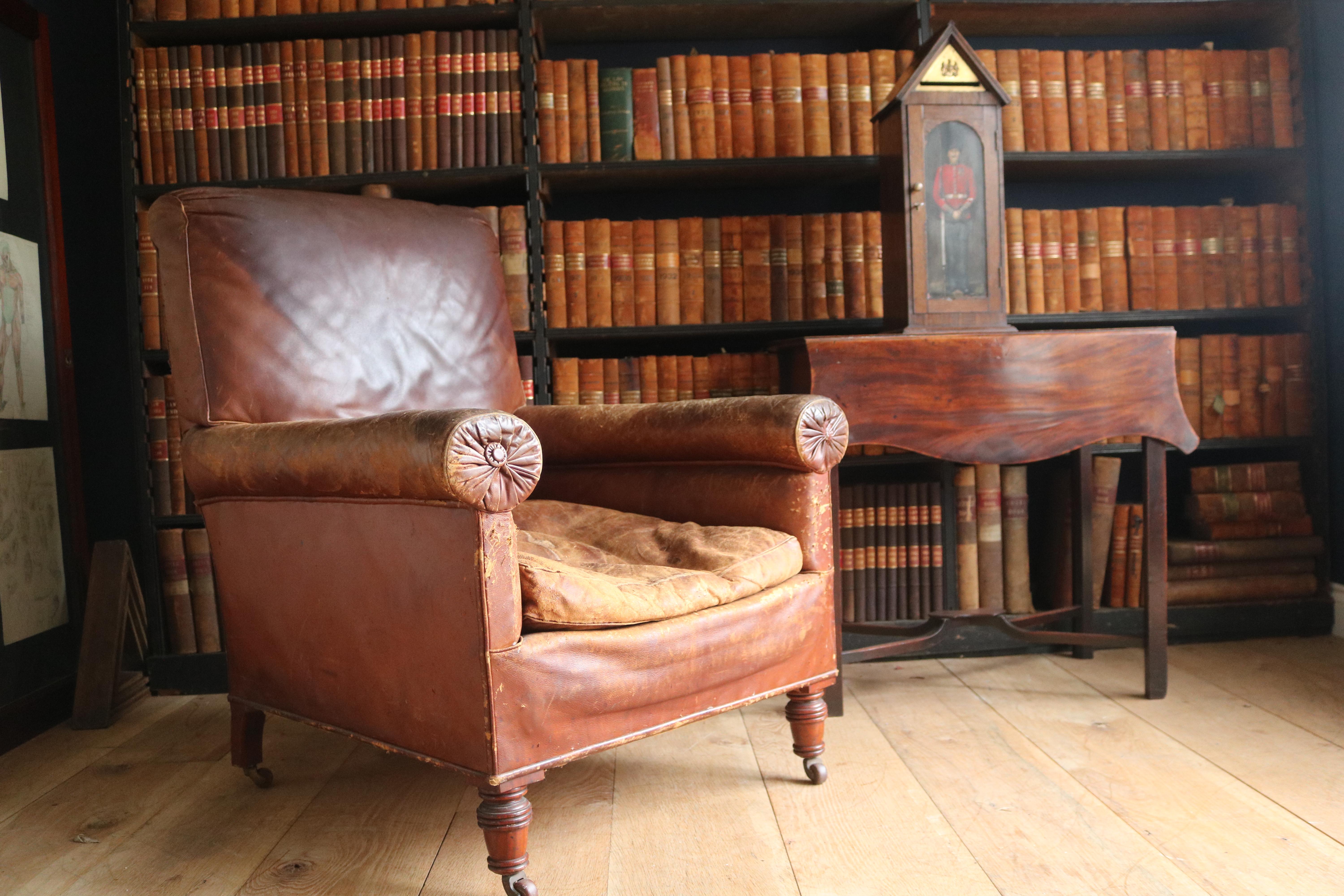 Other 19th Century Leather Library Chair