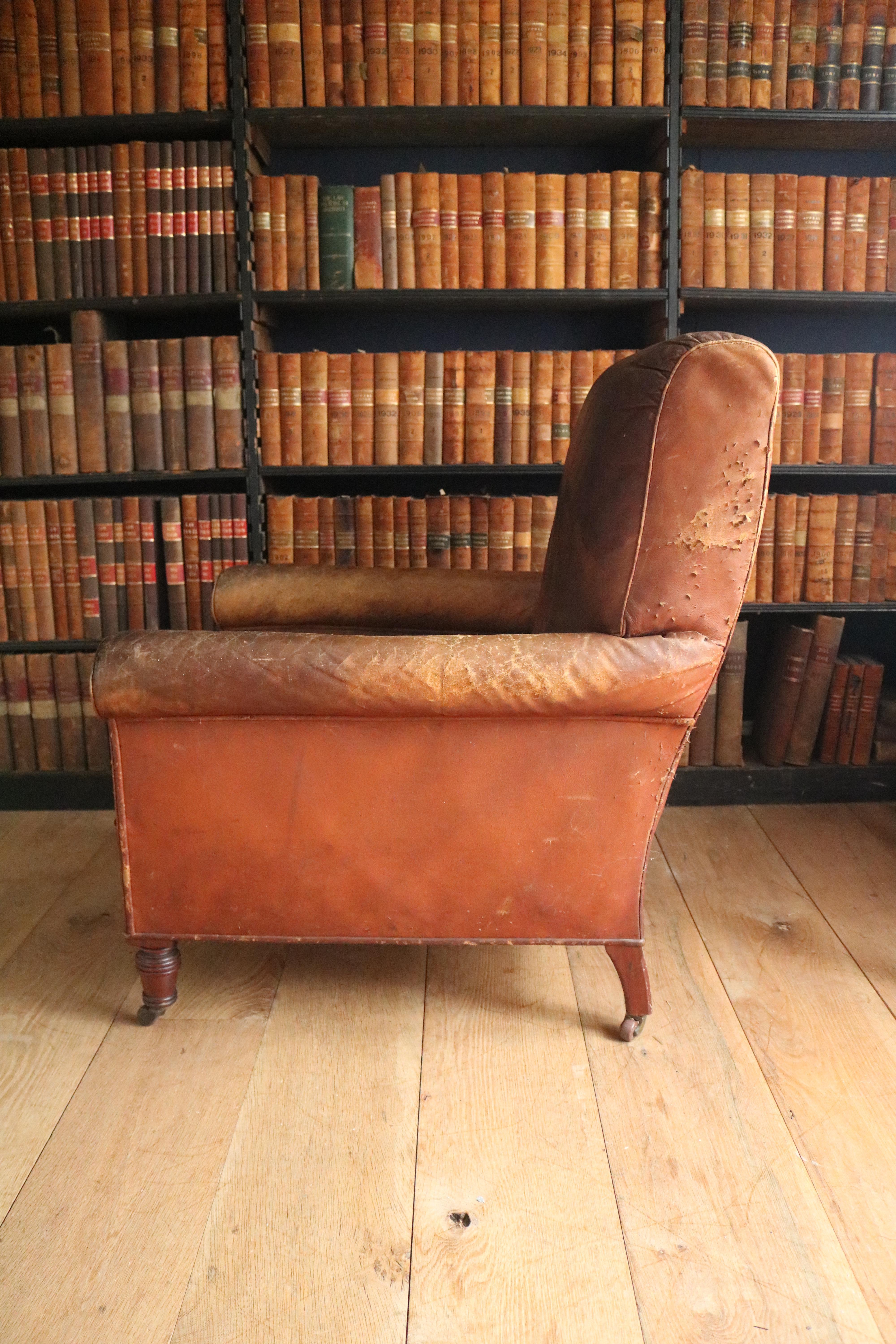 19th Century Leather Library Chair 1