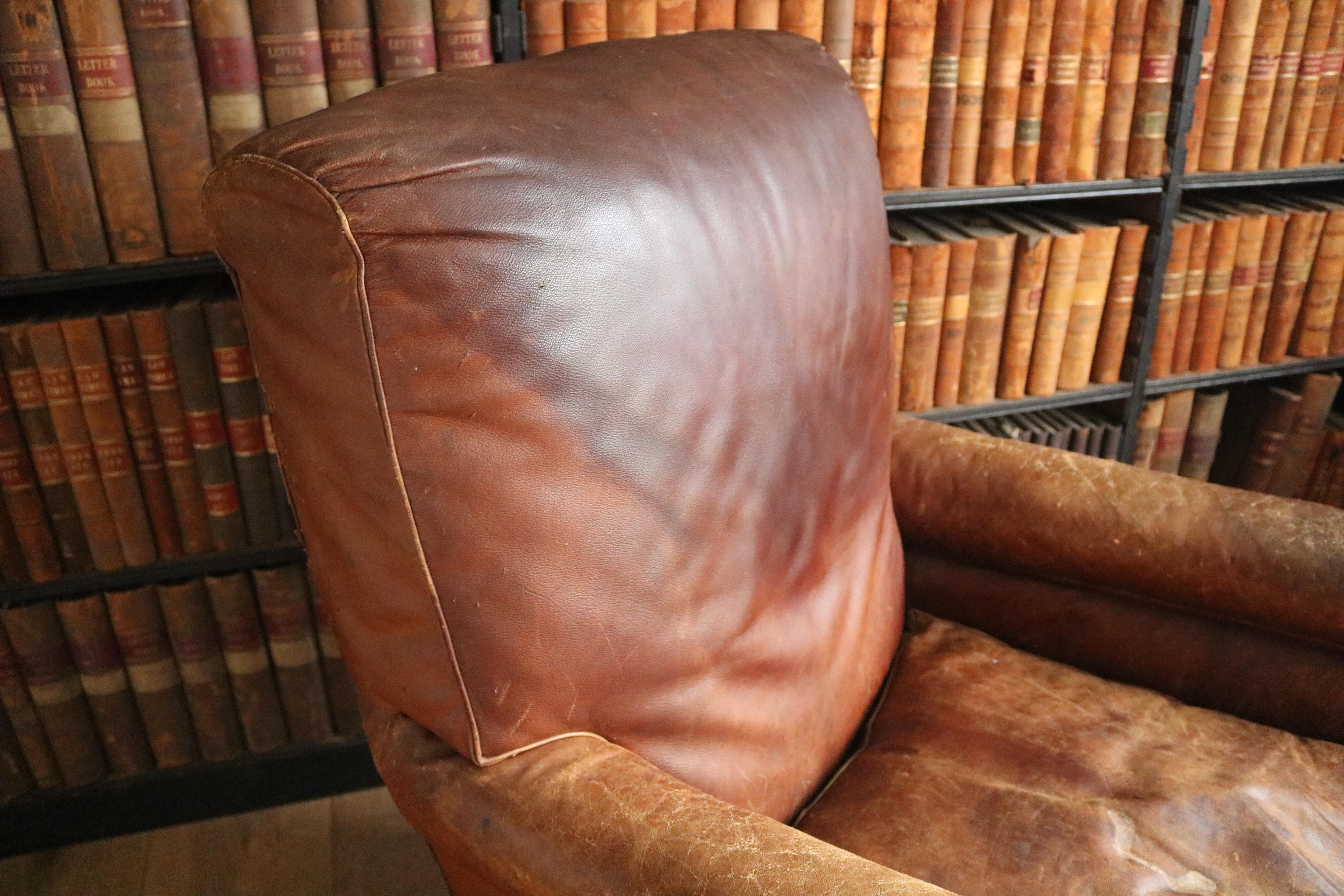 19th Century Leather Library Chair 2