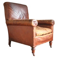 19th Century Leather Library Chair
