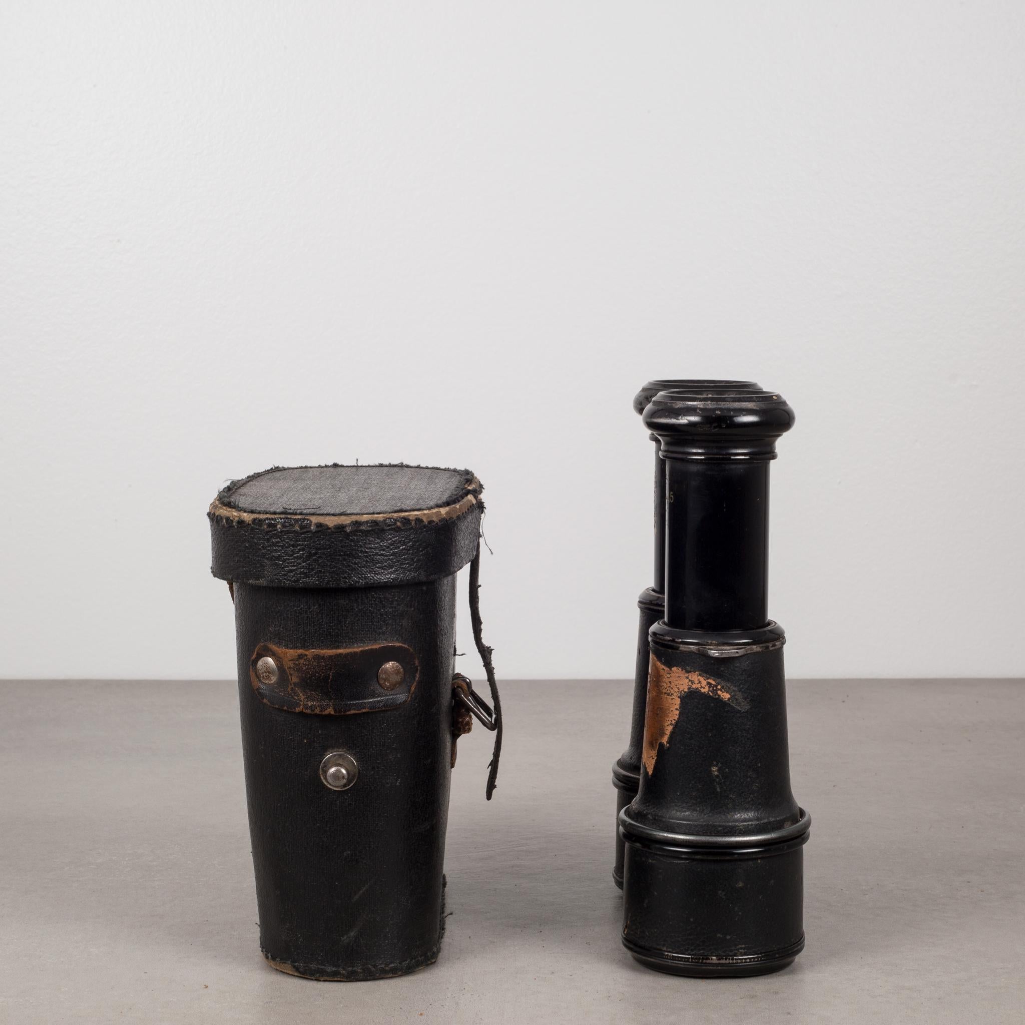 French 19th Century Leather Military Binoculars 