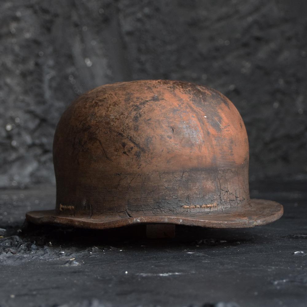 French 19th Century Leather Miners Helmet