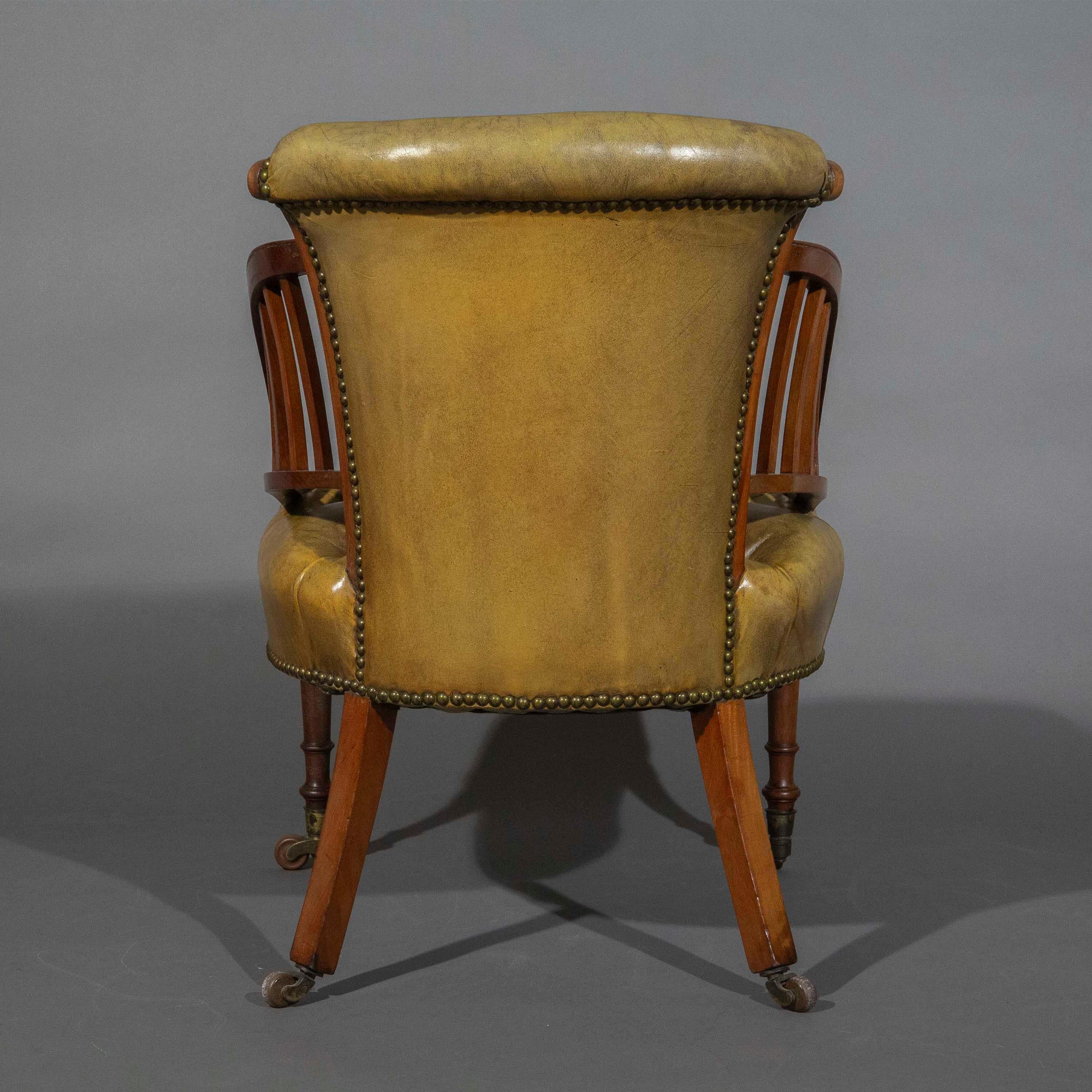 19th Century Leather Slipper Chair For Sale 5