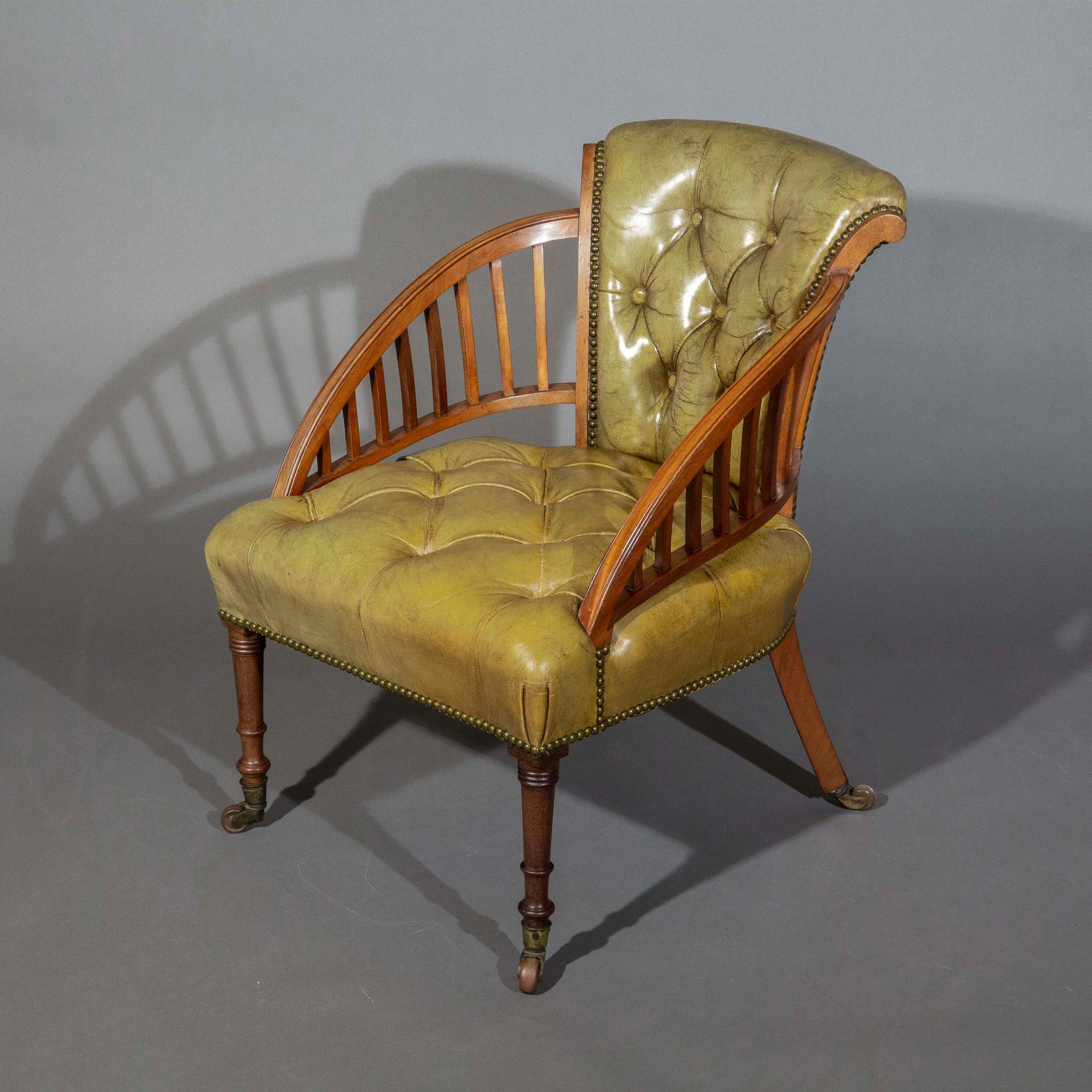19th Century Leather Slipper Chair For Sale 7