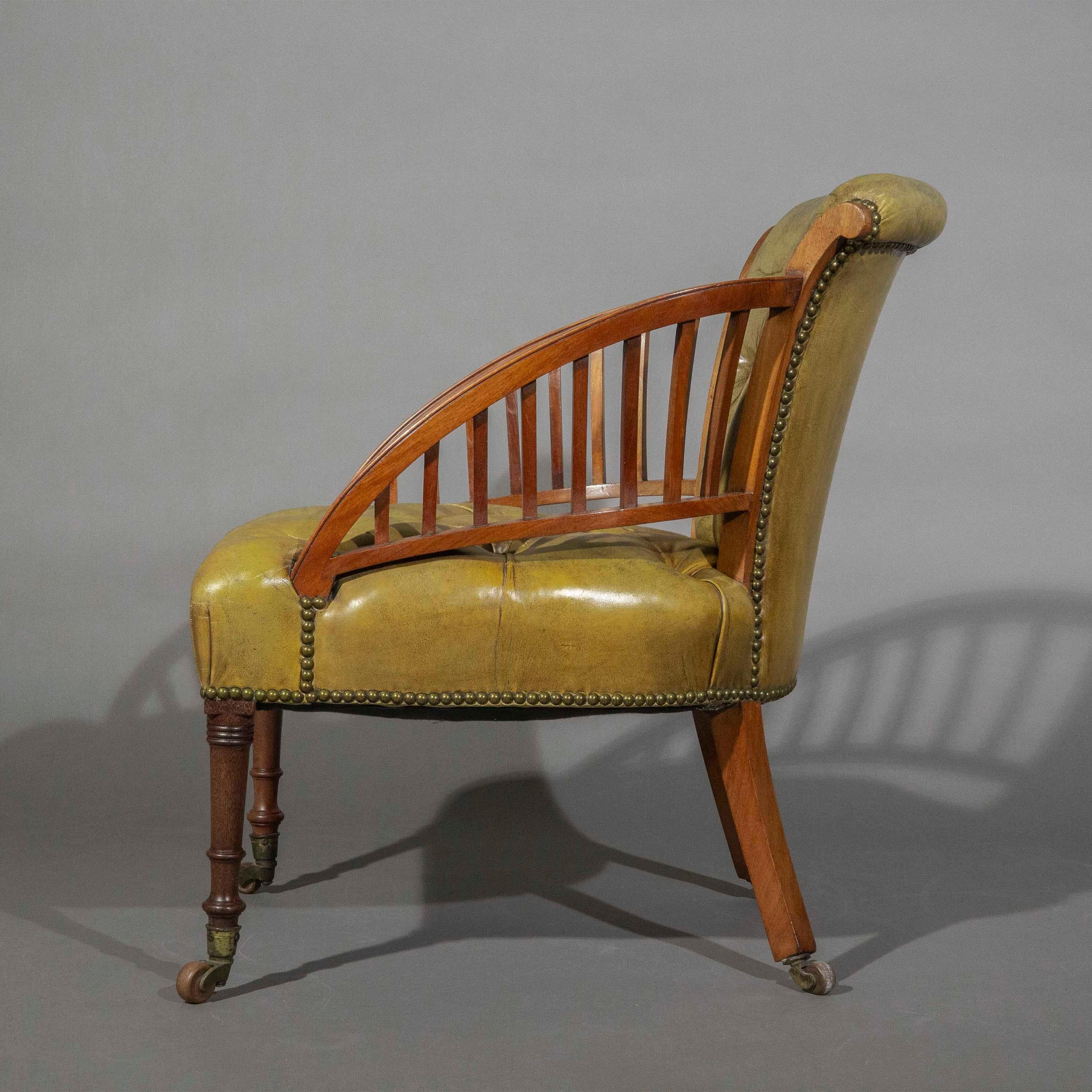 English 19th Century Leather Slipper Chair For Sale