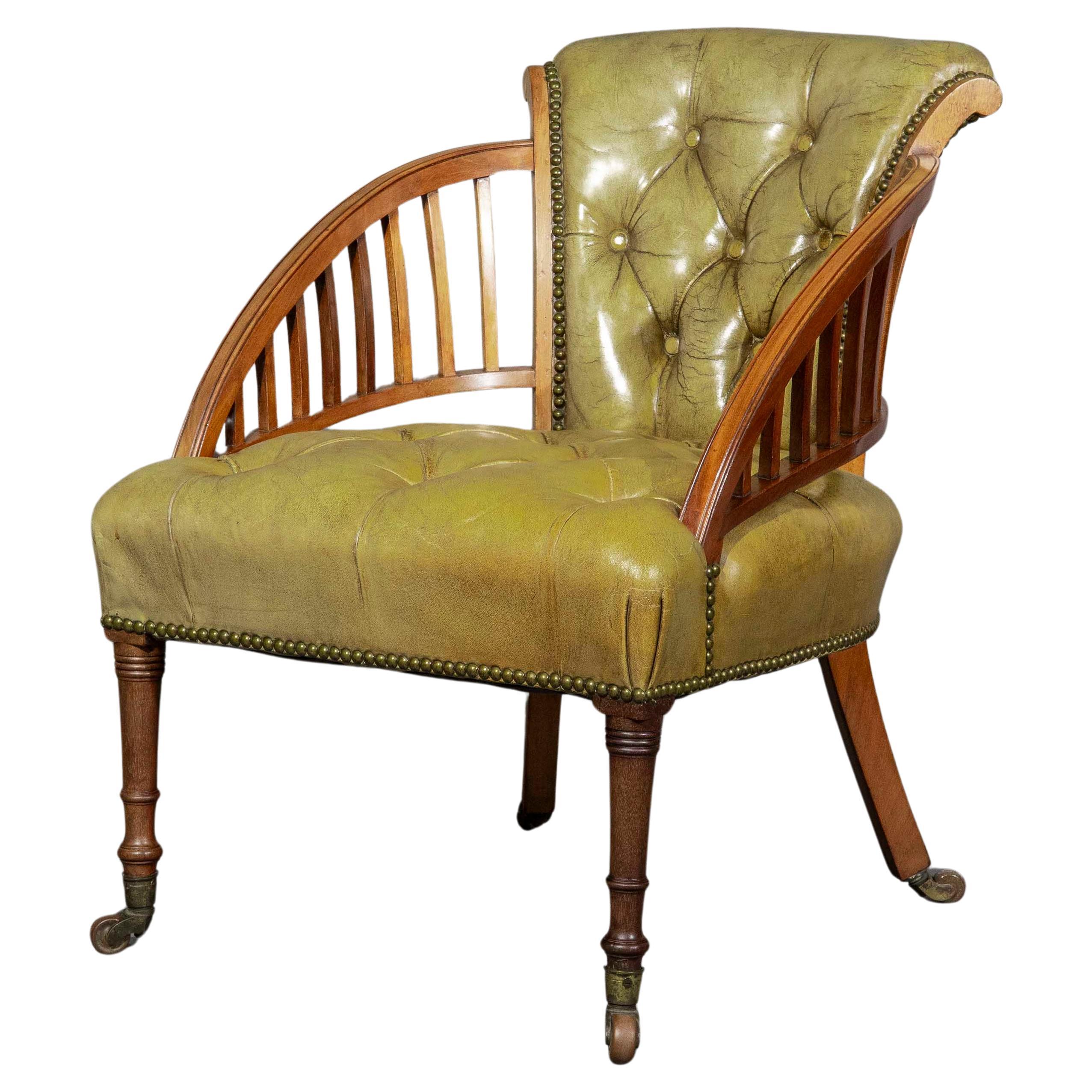 19th Century Leather Slipper Chair