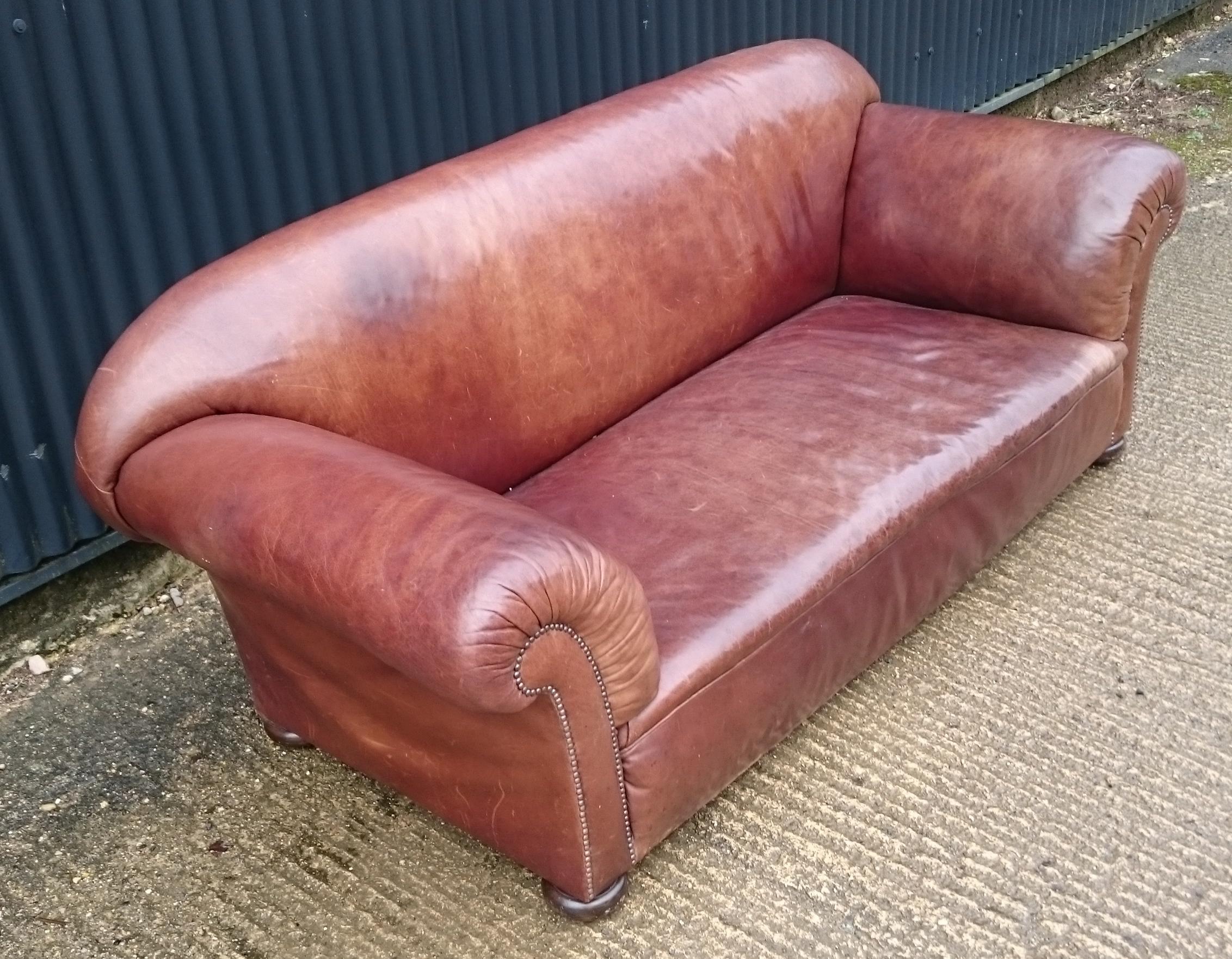 Victorian 19th Century Leather Sofa by Maple and Company, London For Sale