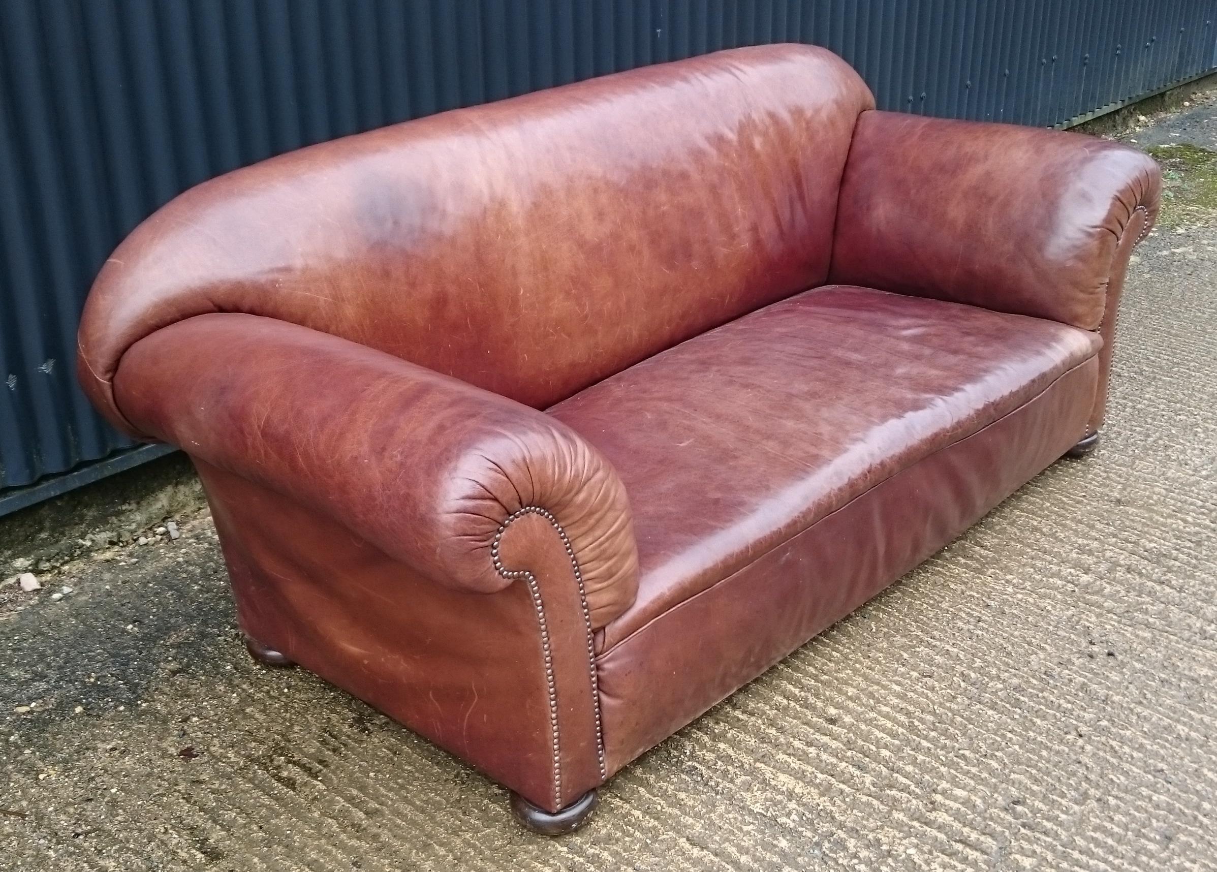 British 19th Century Leather Sofa by Maple and Company, London For Sale