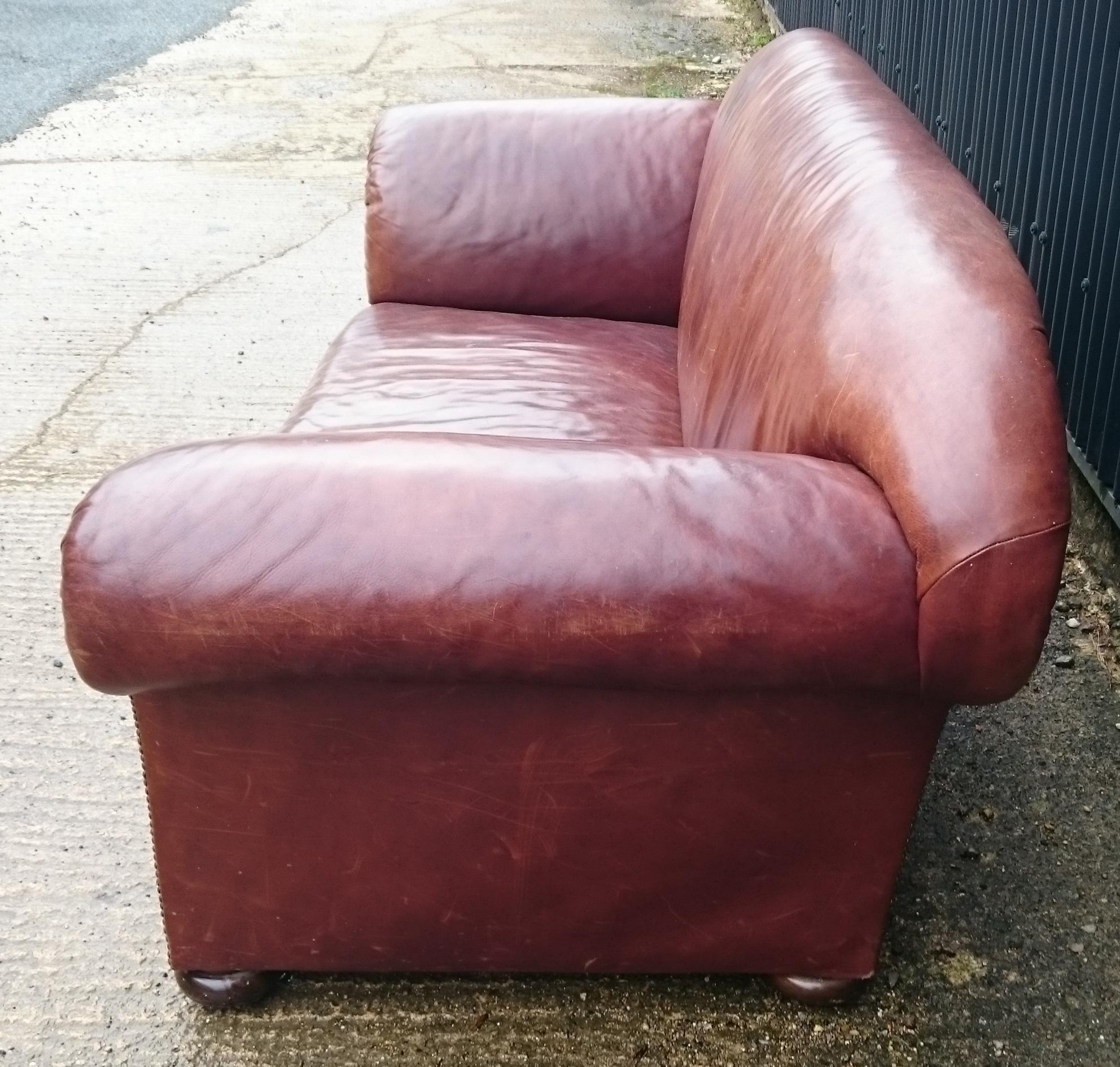 Fabric 19th Century Leather Sofa by Maple and Company, London For Sale