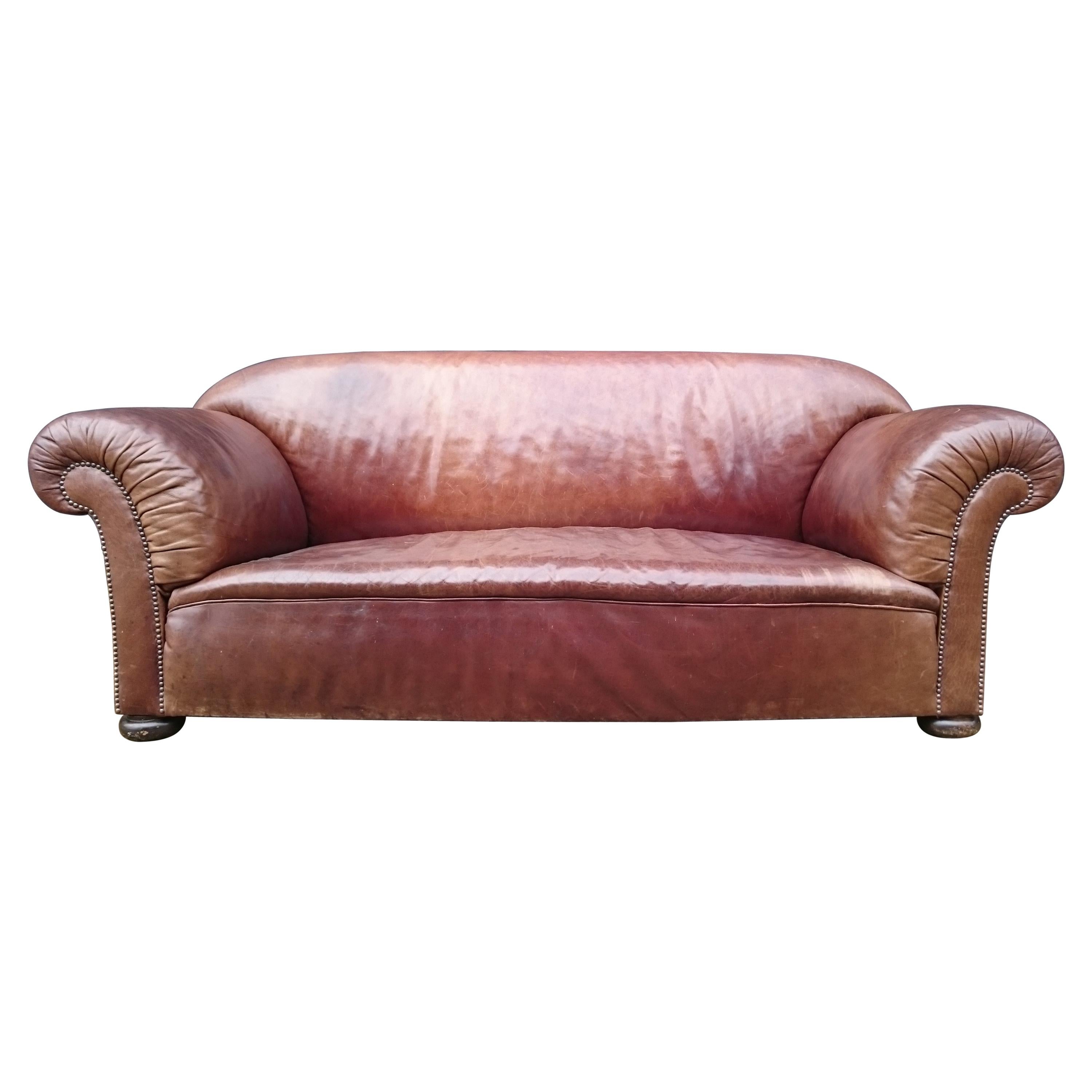 19th Century Leather Sofa by Maple and Company, London For Sale