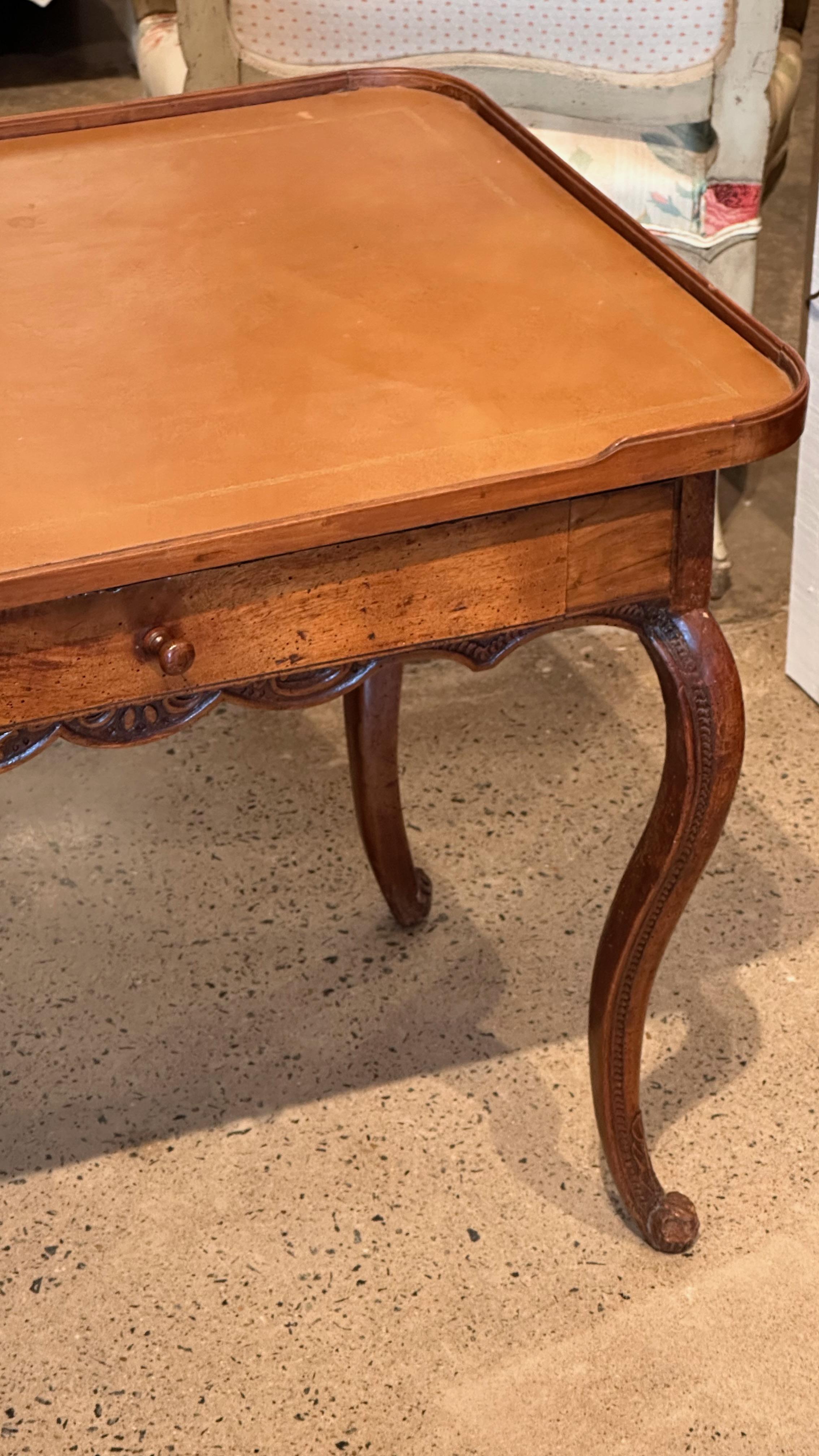 French 19th Century Leather Top Table For Sale