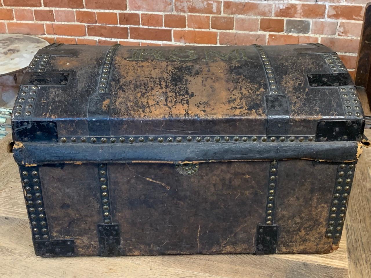 19th Century Leather Travelling Trunk 2