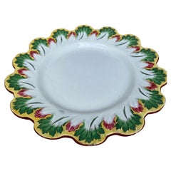 19th Century Majolica Leaves Plate Creil & Montereau