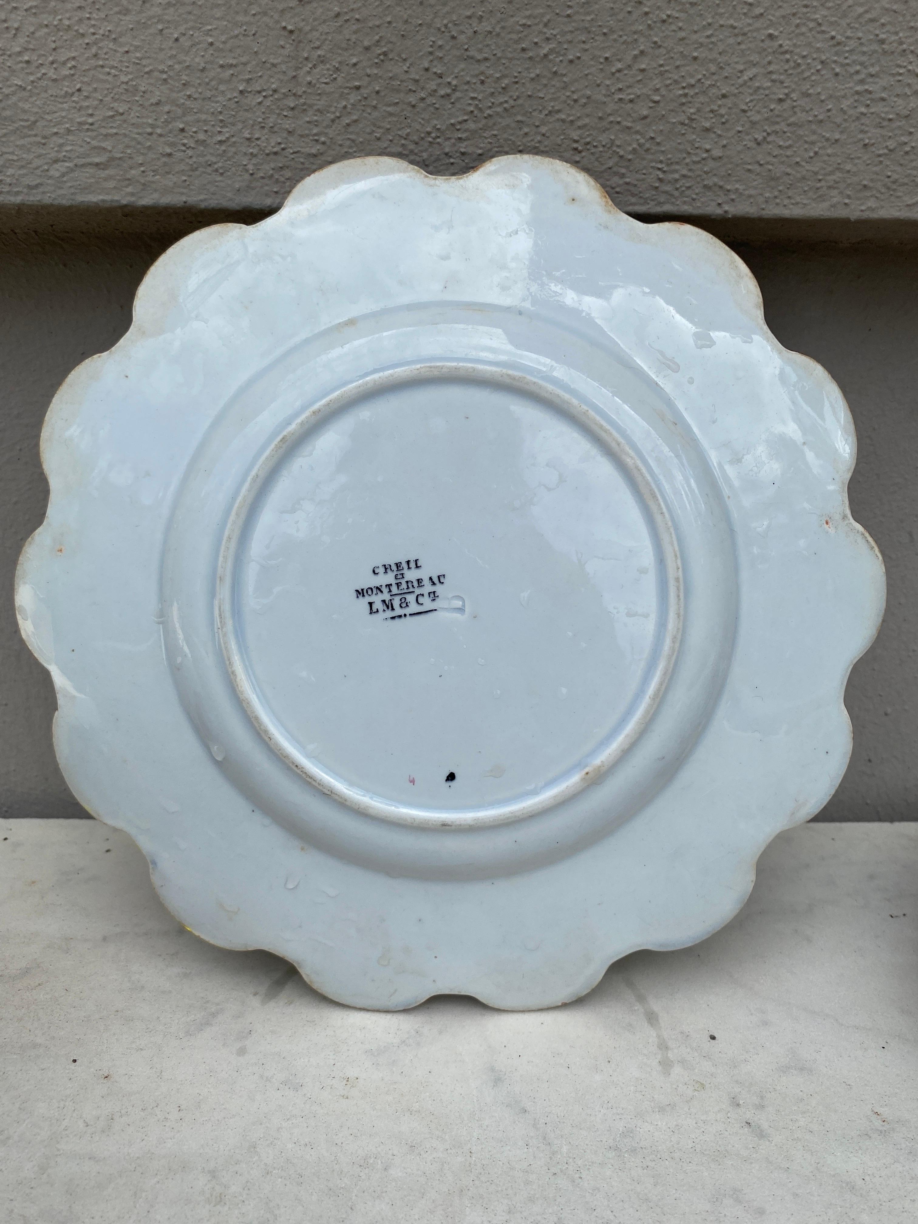 Francese Piatto a foglie in maiolica del XIX secolo Creil & Montereau in vendita