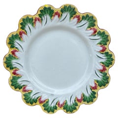 Antique 19th Century Leaves Plate Creil & Montereau