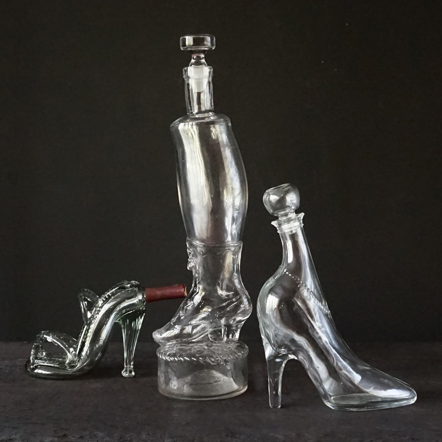 19th Century Legras&Cie and Vintage Glass Boot High Heel Shoe Bottle Collection For Sale 5