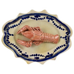 19th Century Léon Brard Trompe L'oeil Palissy, Crayfish on Rouen Plate