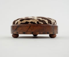 Antique 19th Century Leopardo Velvet Footstool