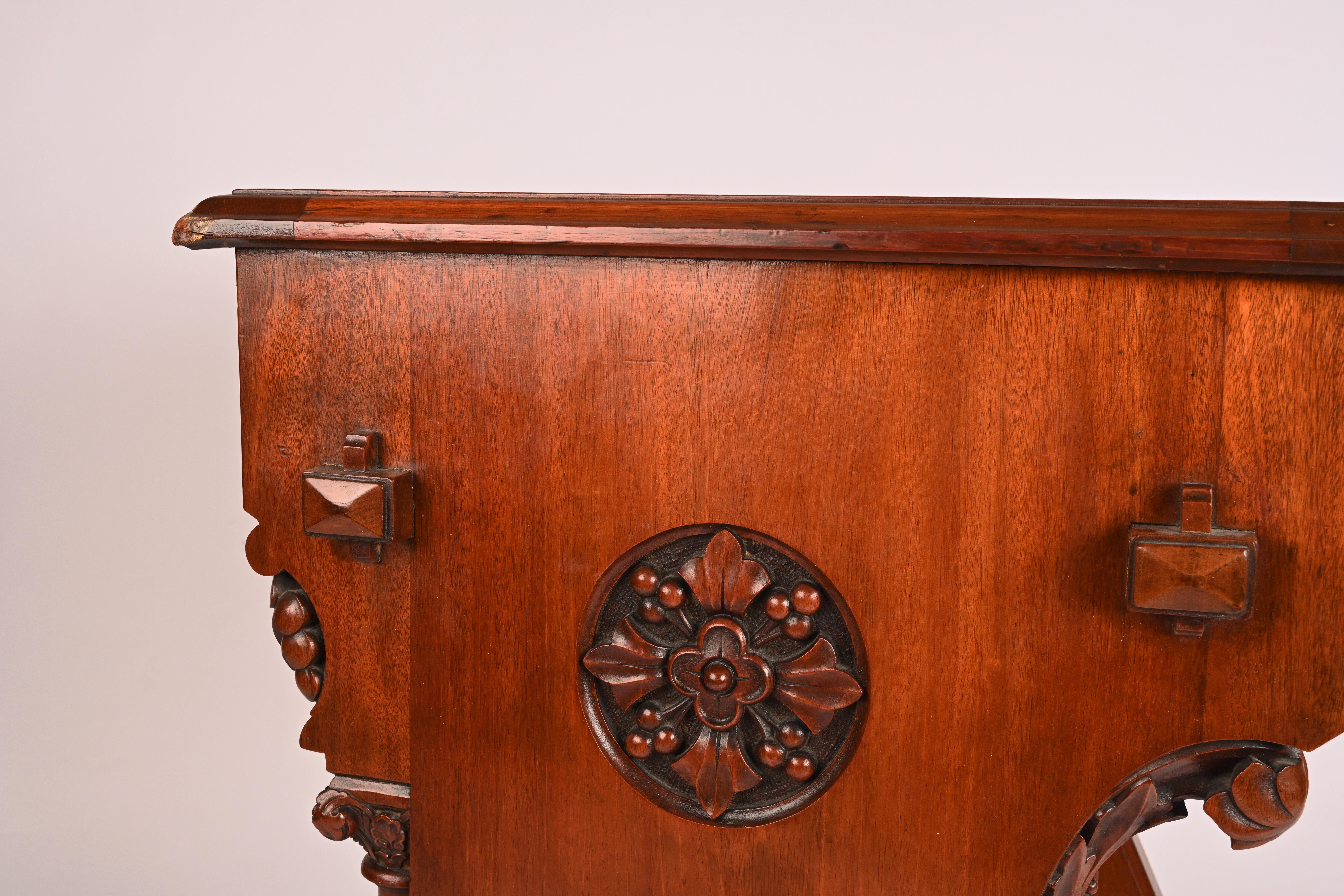American 19th Century, Leopold Eidlitz Carved Cherry Desk For Sale