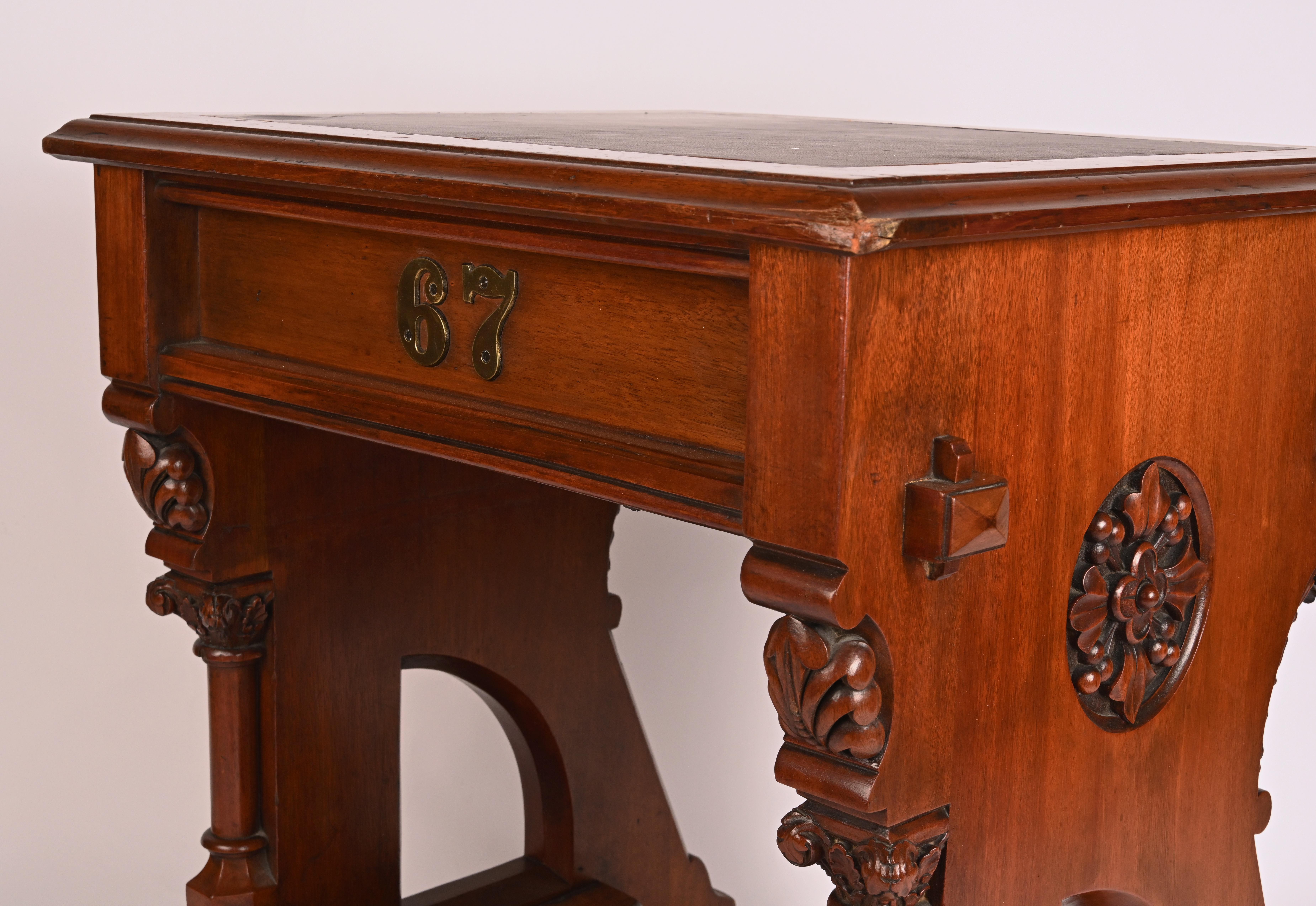Hand-Carved 19th Century, Leopold Eidlitz Carved Cherry Desk For Sale