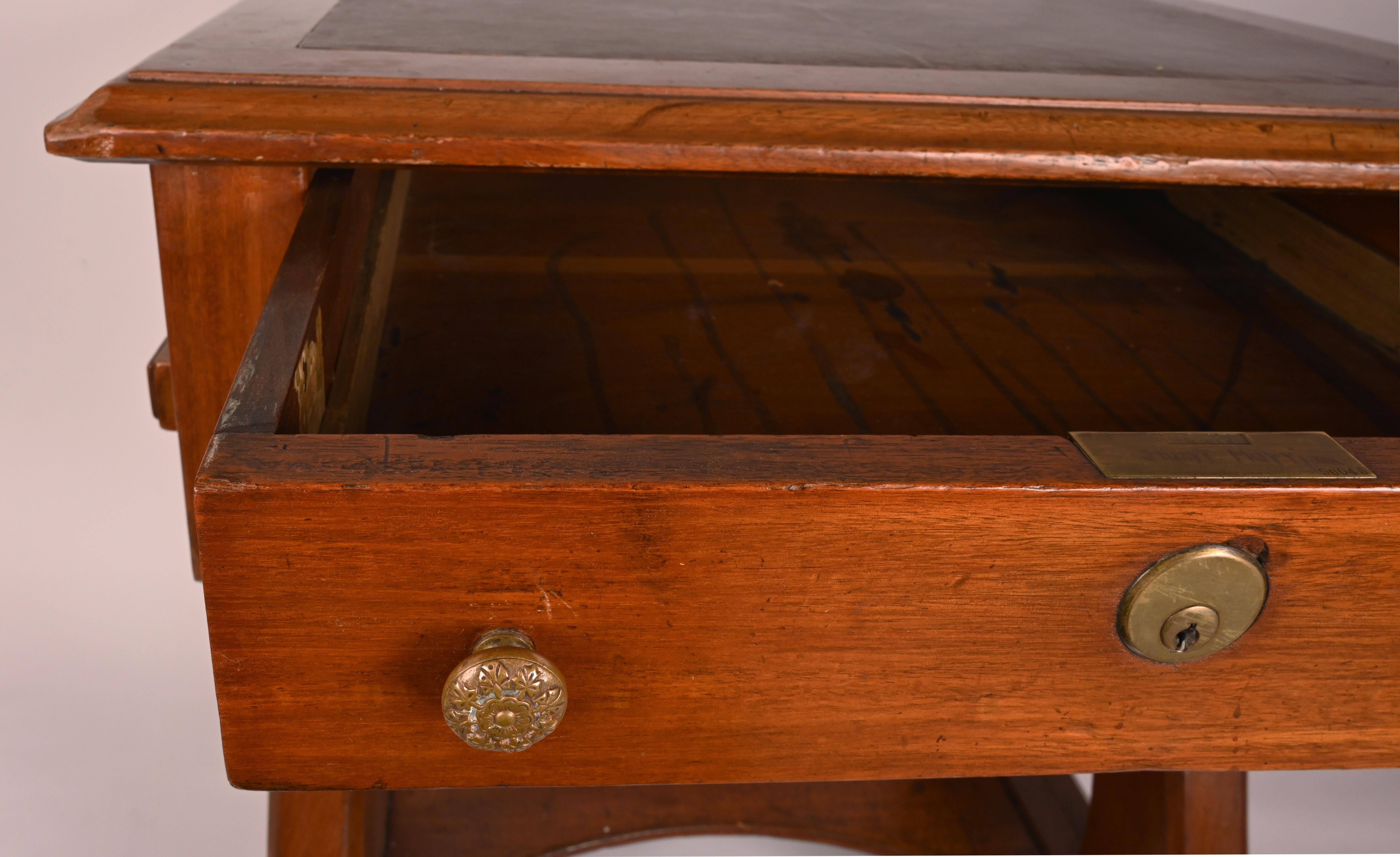 Brass 19th Century, Leopold Eidlitz Carved Cherry Desk For Sale
