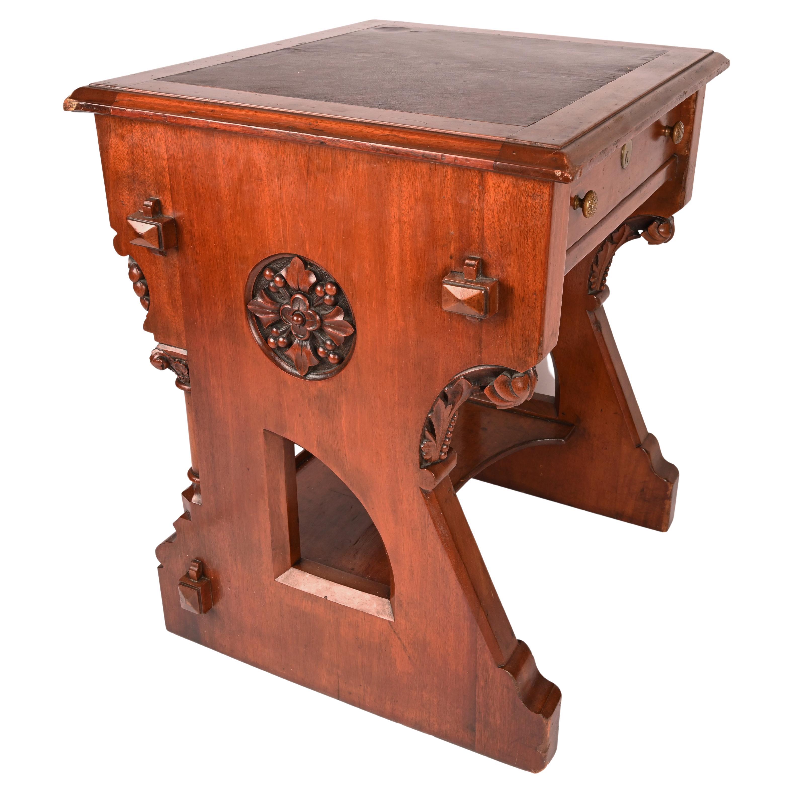 19th Century, Leopold Eidlitz Carved Cherry Desk For Sale