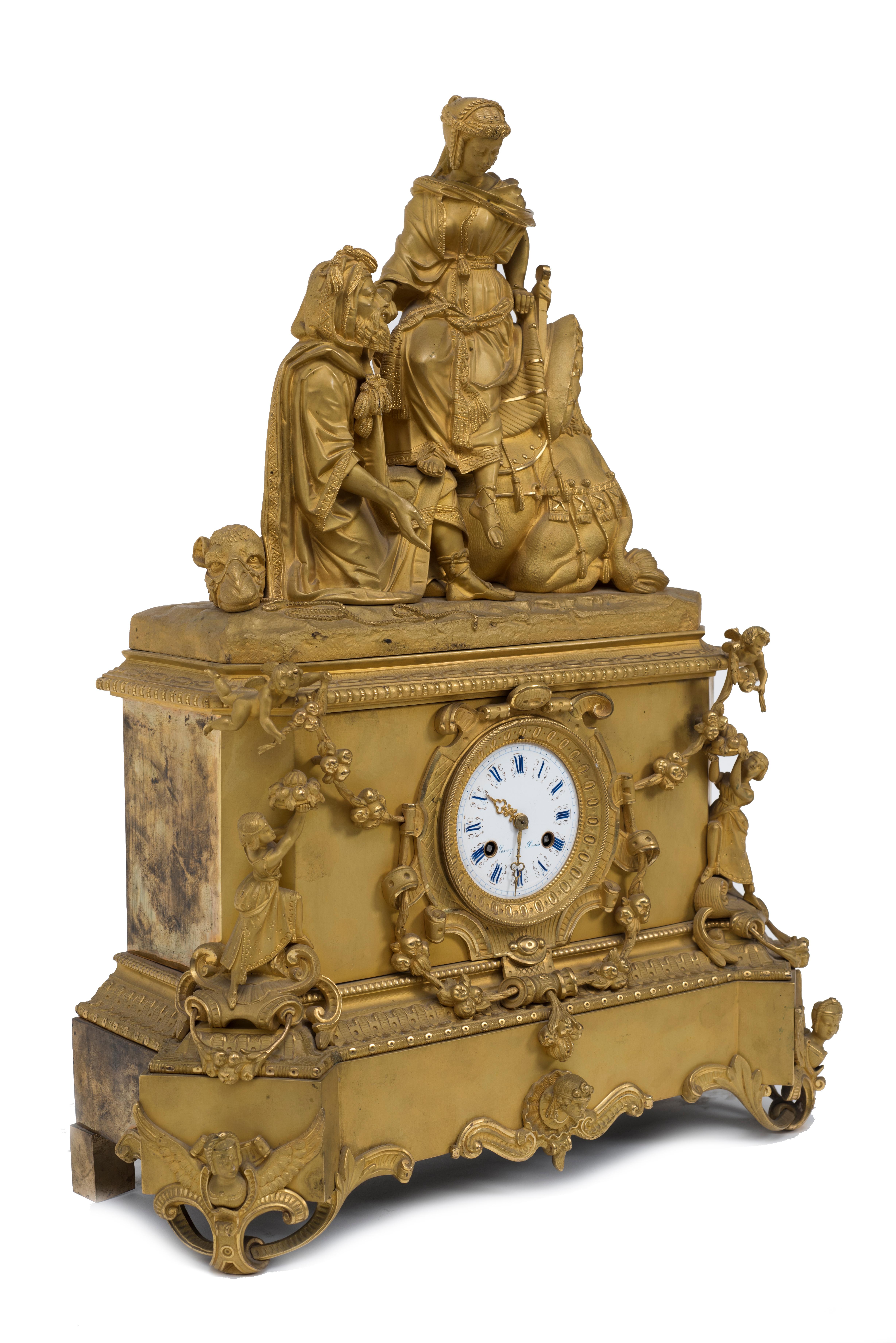 Gilt 19th Century Leroy Table Clock For Sale