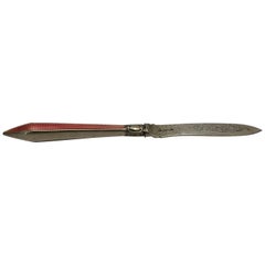 Antique 19th Century Letter Opener with Fuscia Pink Enamel Decoration