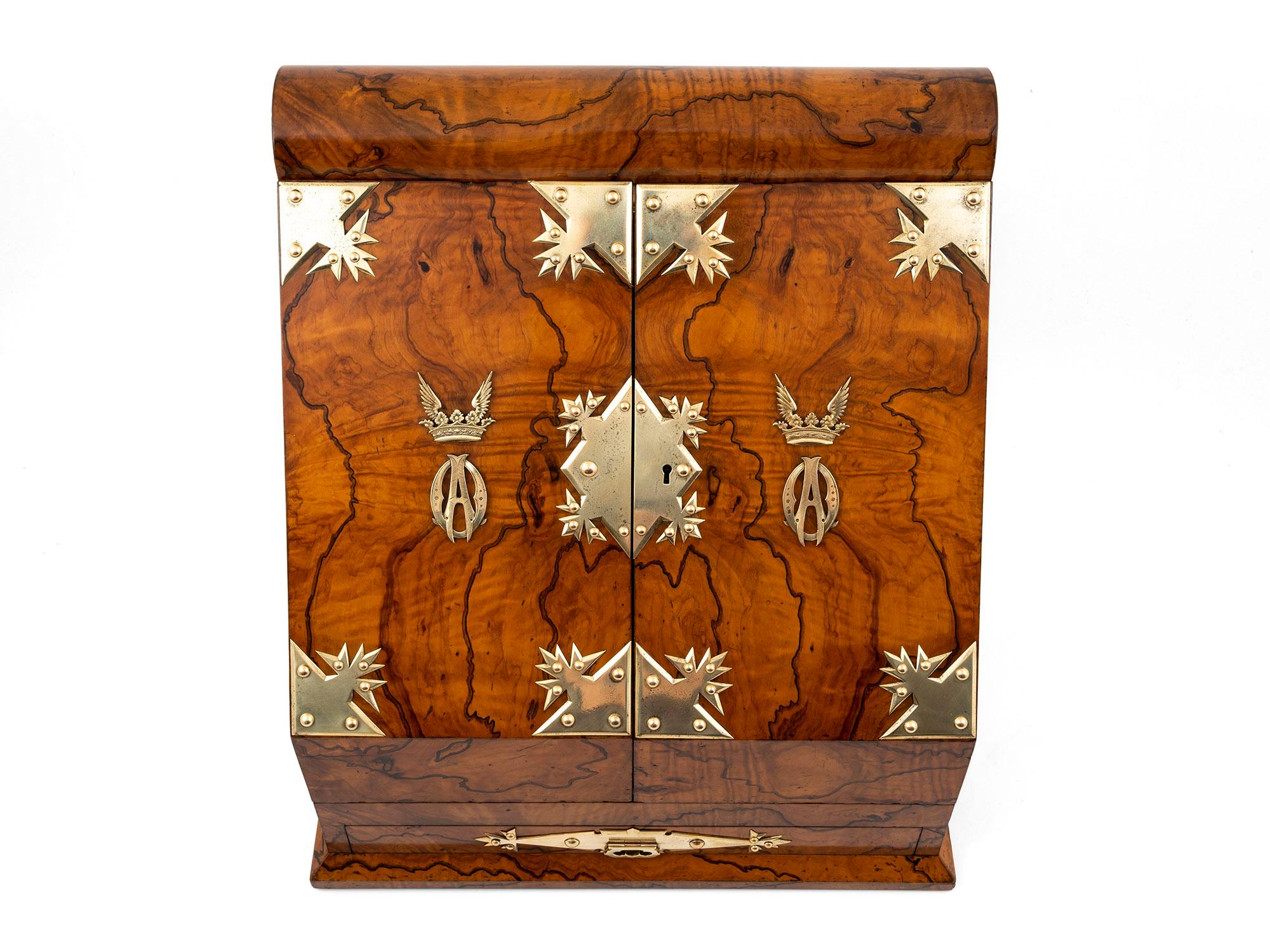 British 19th Century Leuchars Olivewood Stationery Cabinet For Sale