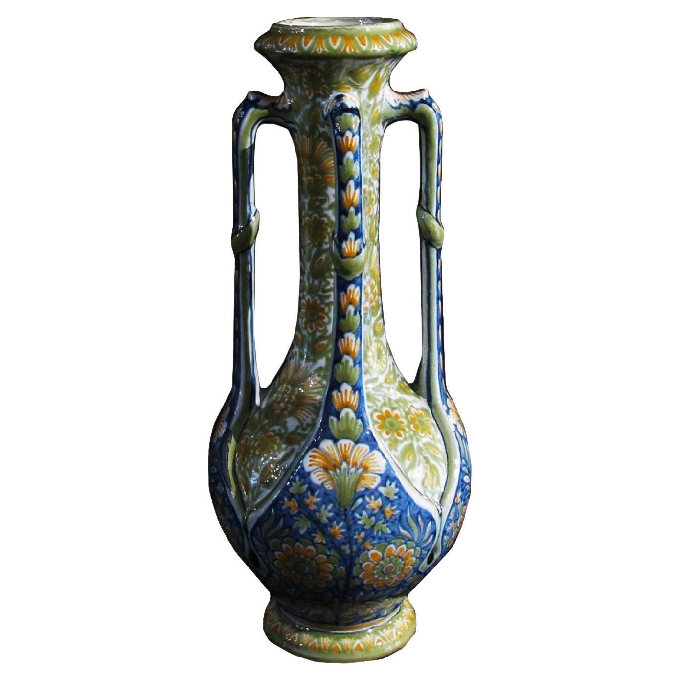 19th Century Liberty Gibus & Redon Polychrome Vase