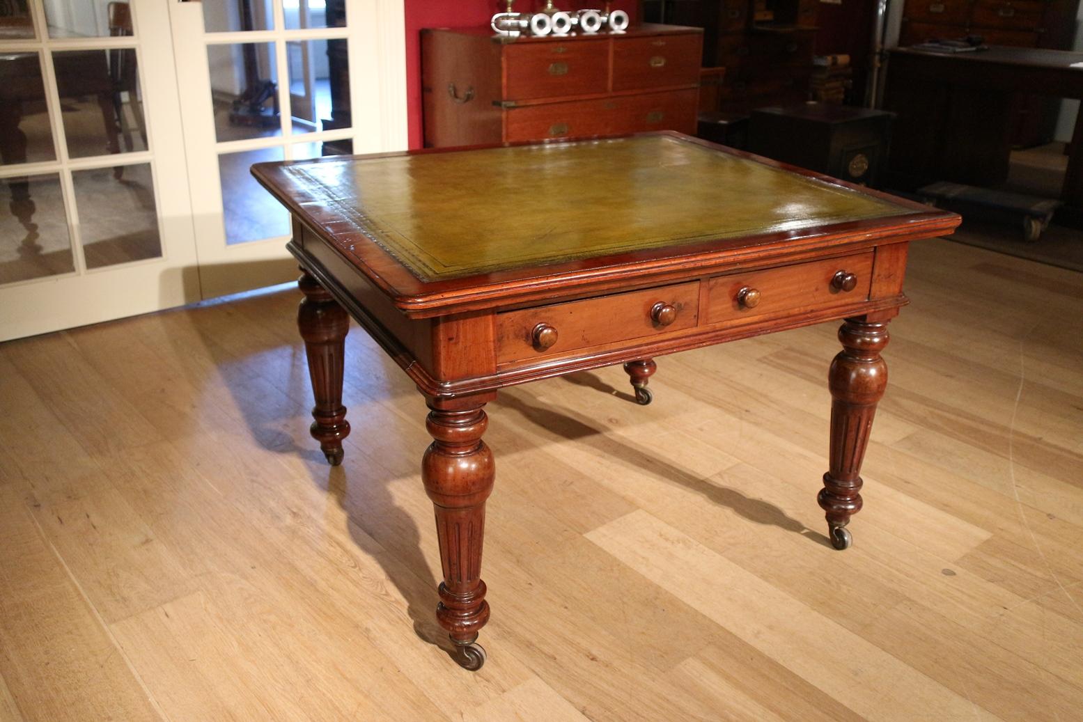 antique library table with drawer